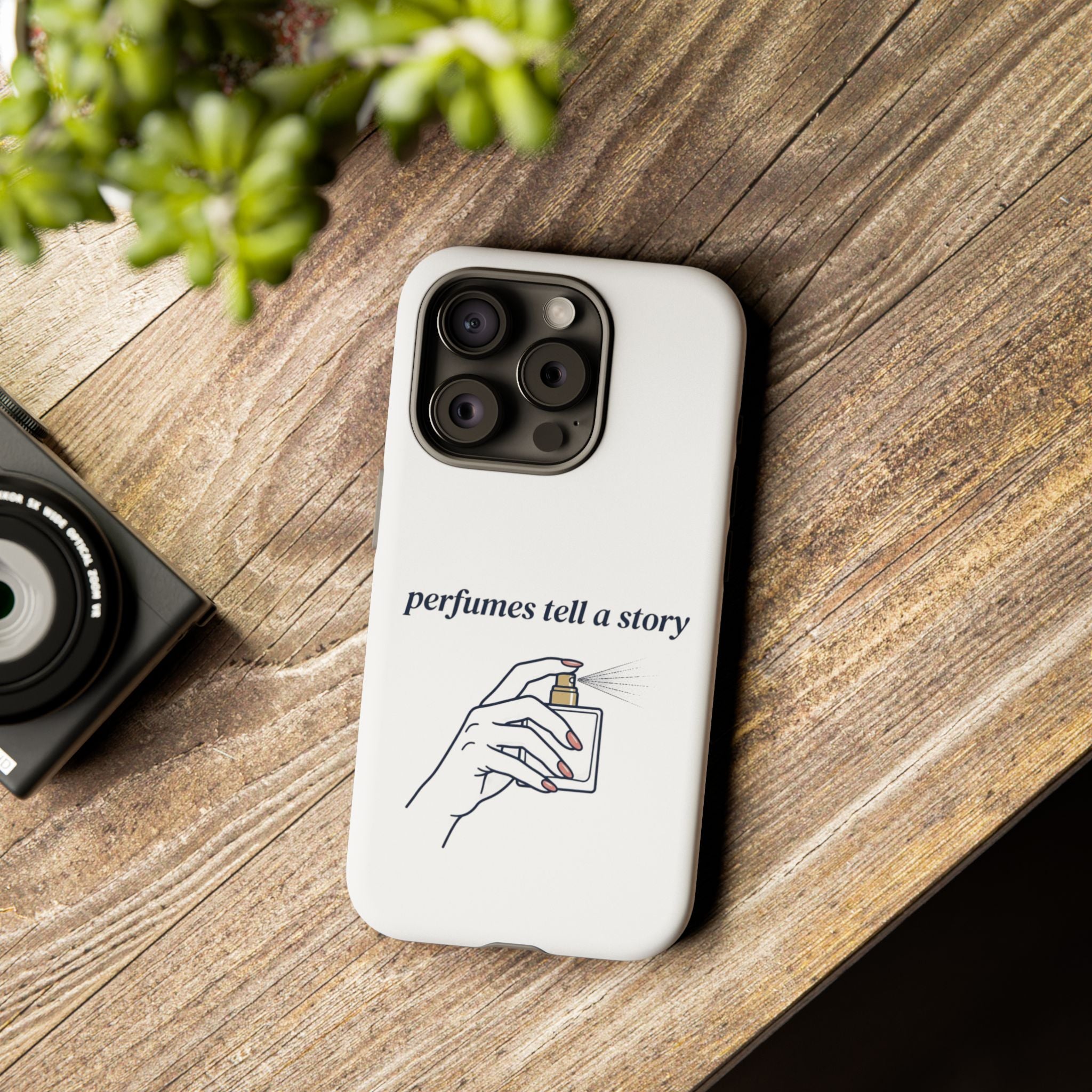 Phone Case — "perfumes tell a story" Minimalist Perfume Bottle Design