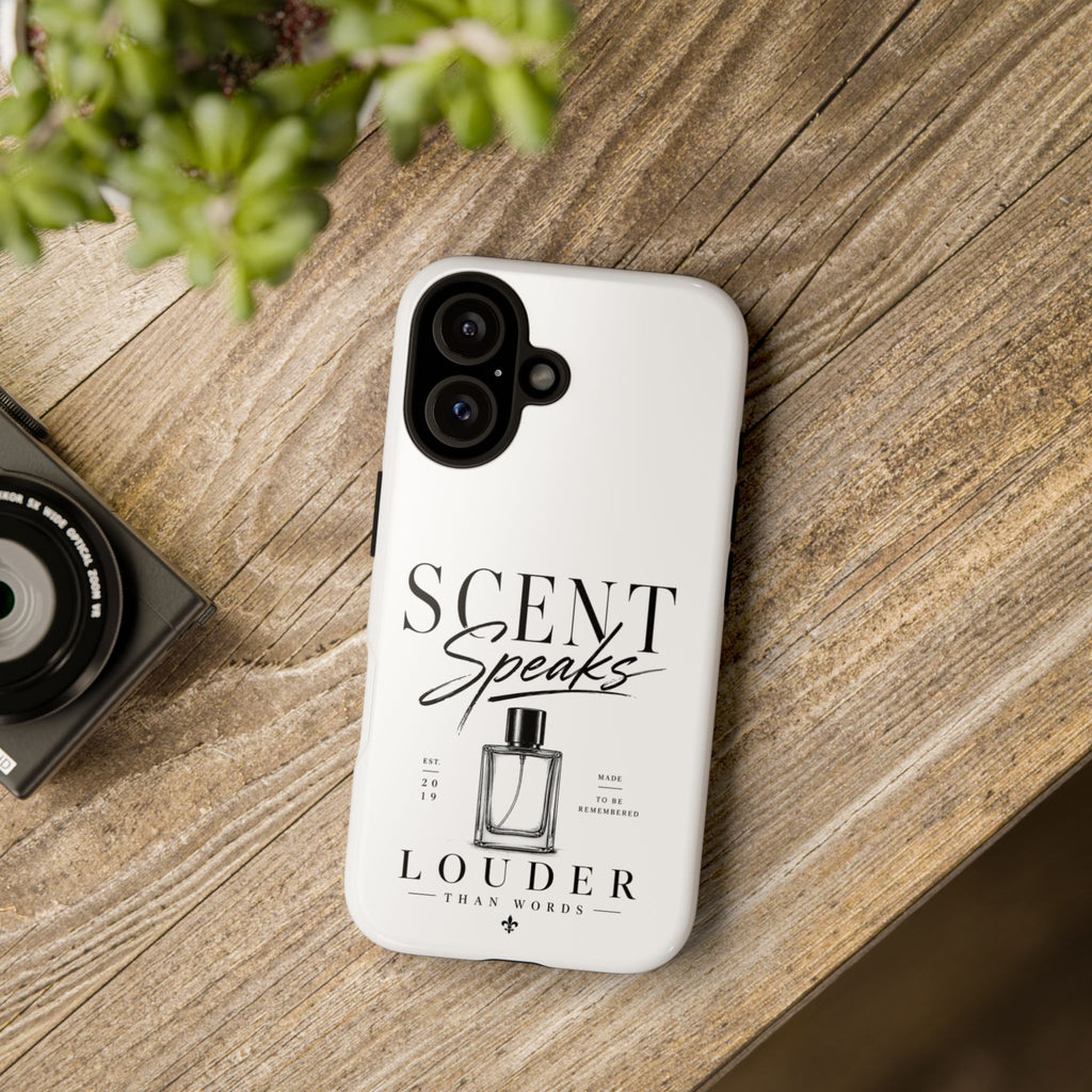 Phone Case — "Scent Speaks Louder Than Words" Perfume Bottle Design