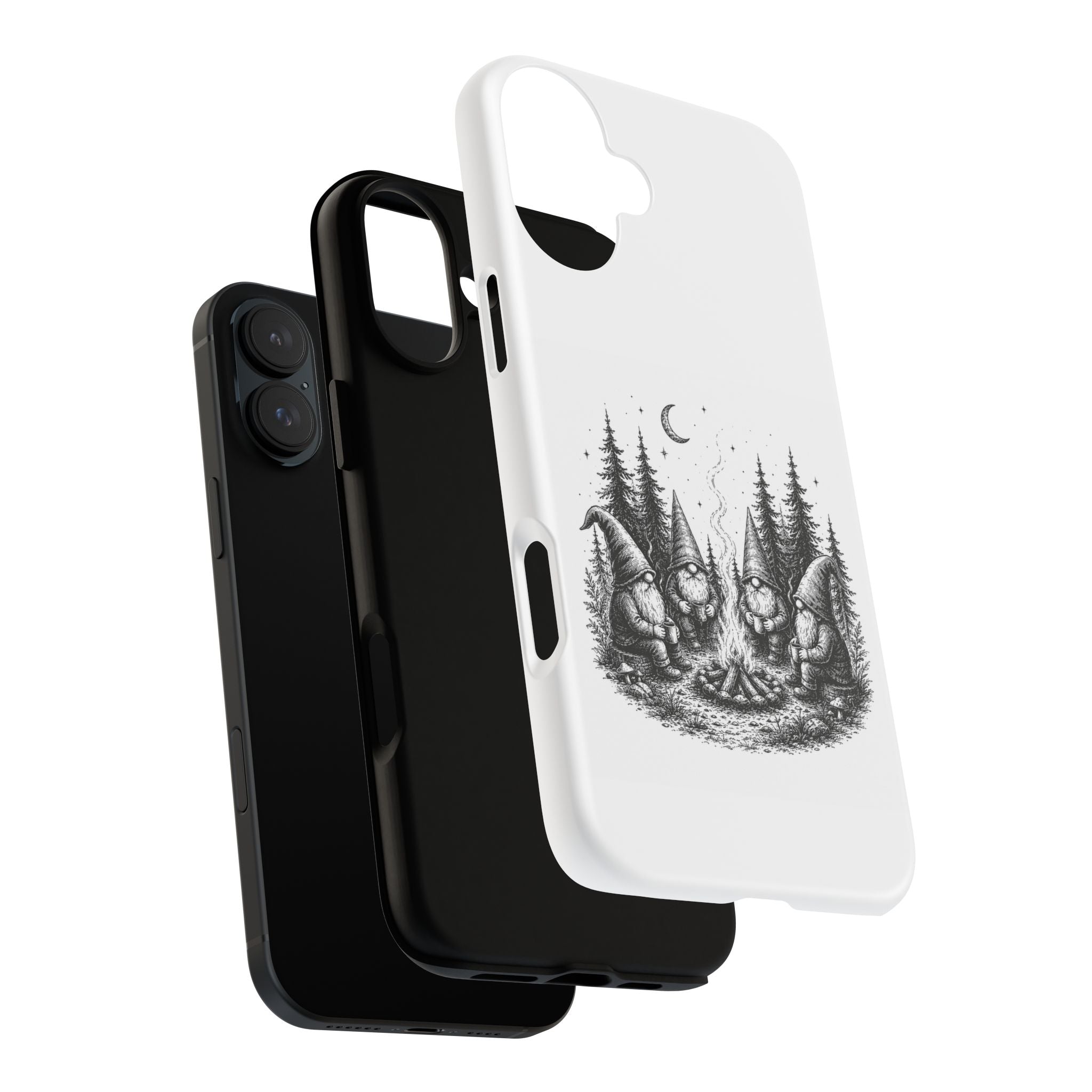Gnome Campfire Protective Phone Case — Night Forest Illustration
