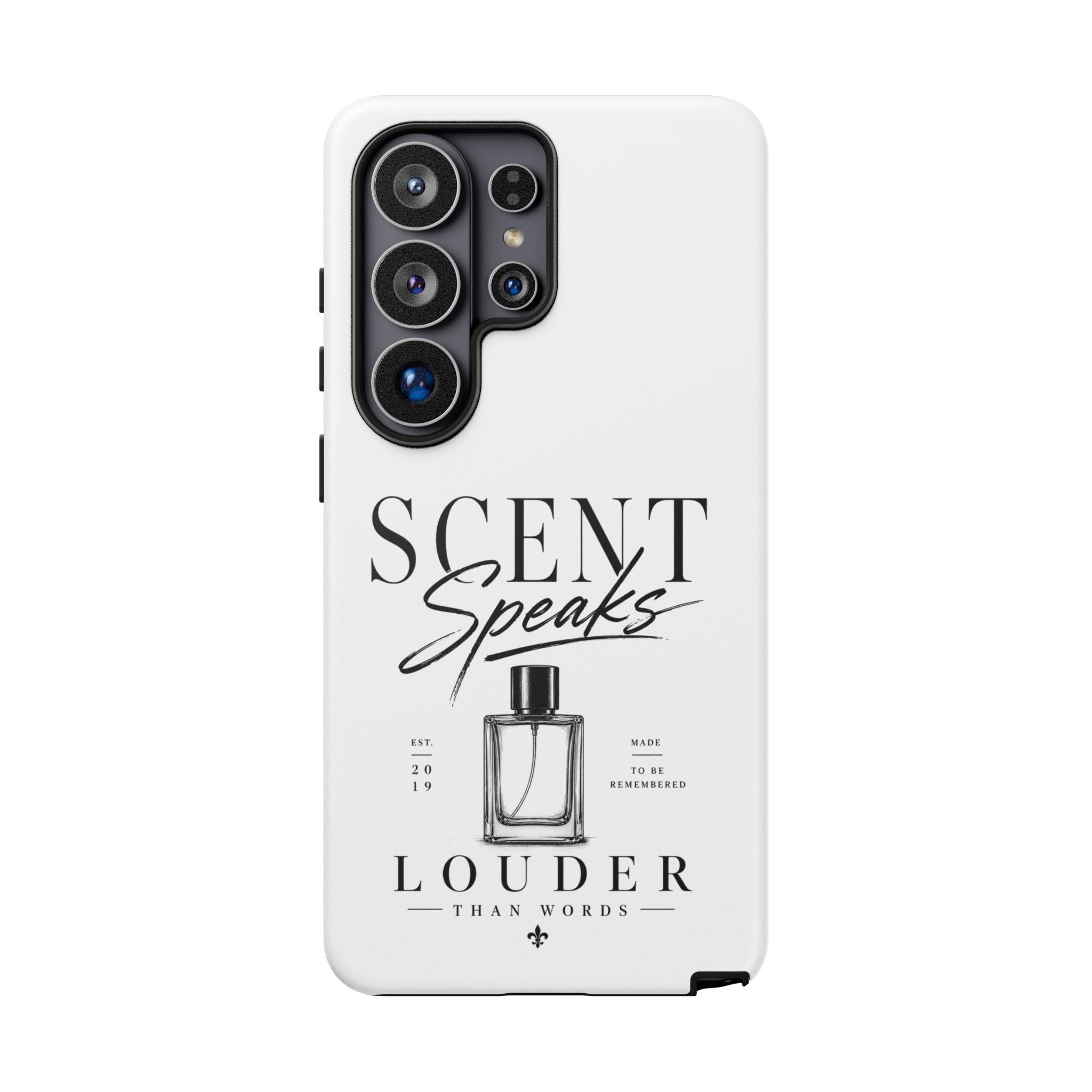 Phone Case — "Scent Speaks Louder Than Words" Perfume Bottle Design