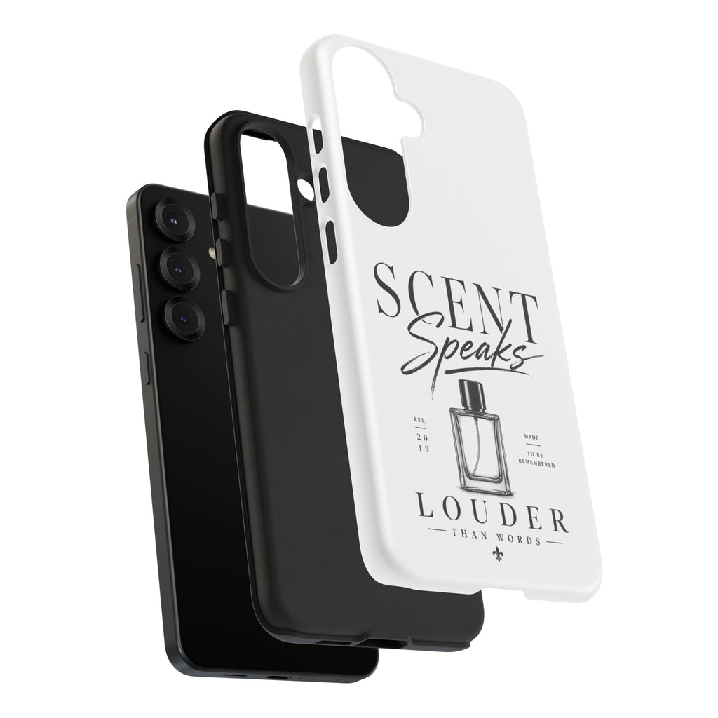 Phone Case — "Scent Speaks Louder Than Words" Perfume Bottle Design