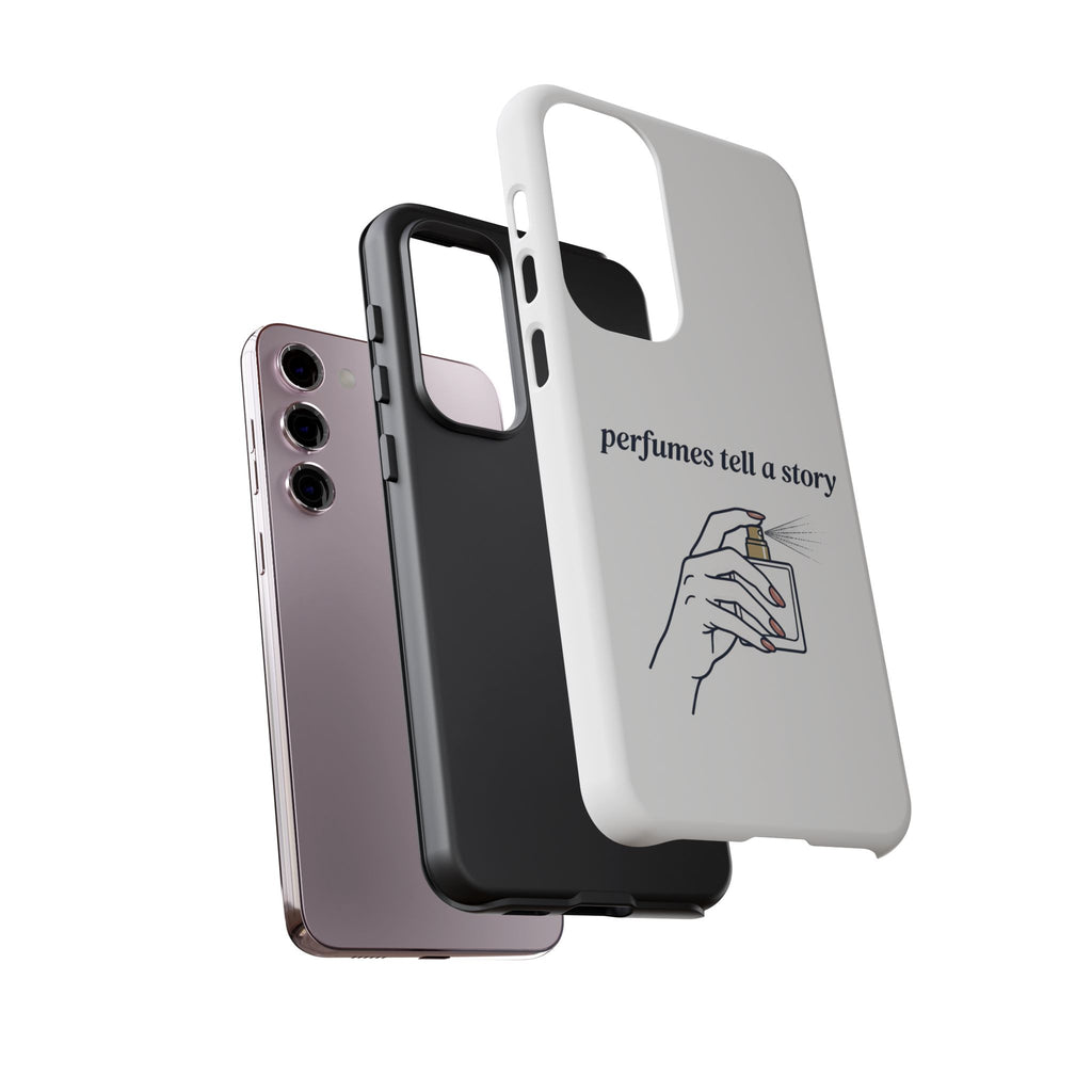 Phone Case — "perfumes tell a story" Minimalist Perfume Bottle Design