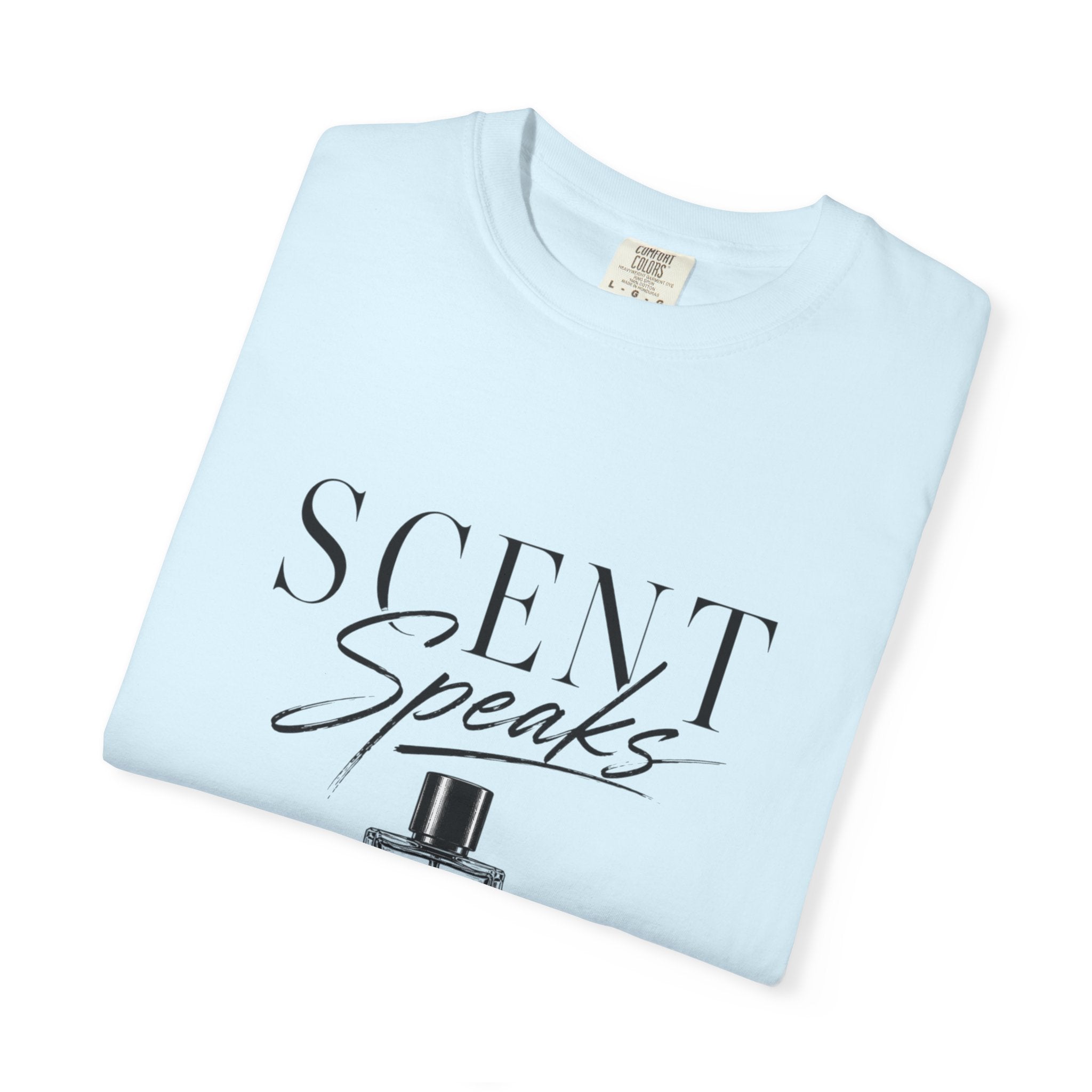 Perfume Graphic T-Shirt — “Scent Speaks Louder” Minimal Fragrance Tee
