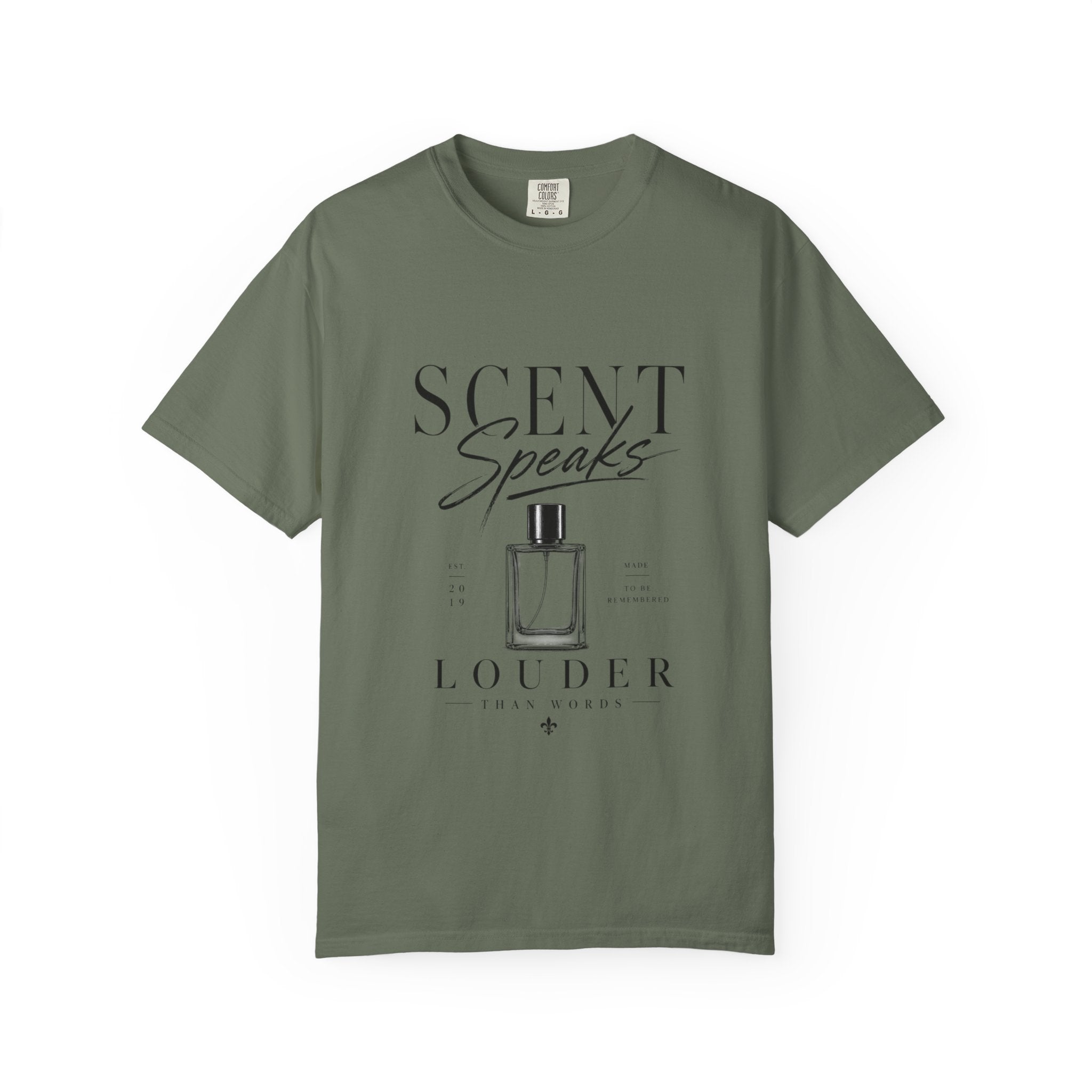 Perfume Graphic T-Shirt — “Scent Speaks Louder” Minimal Fragrance Tee
