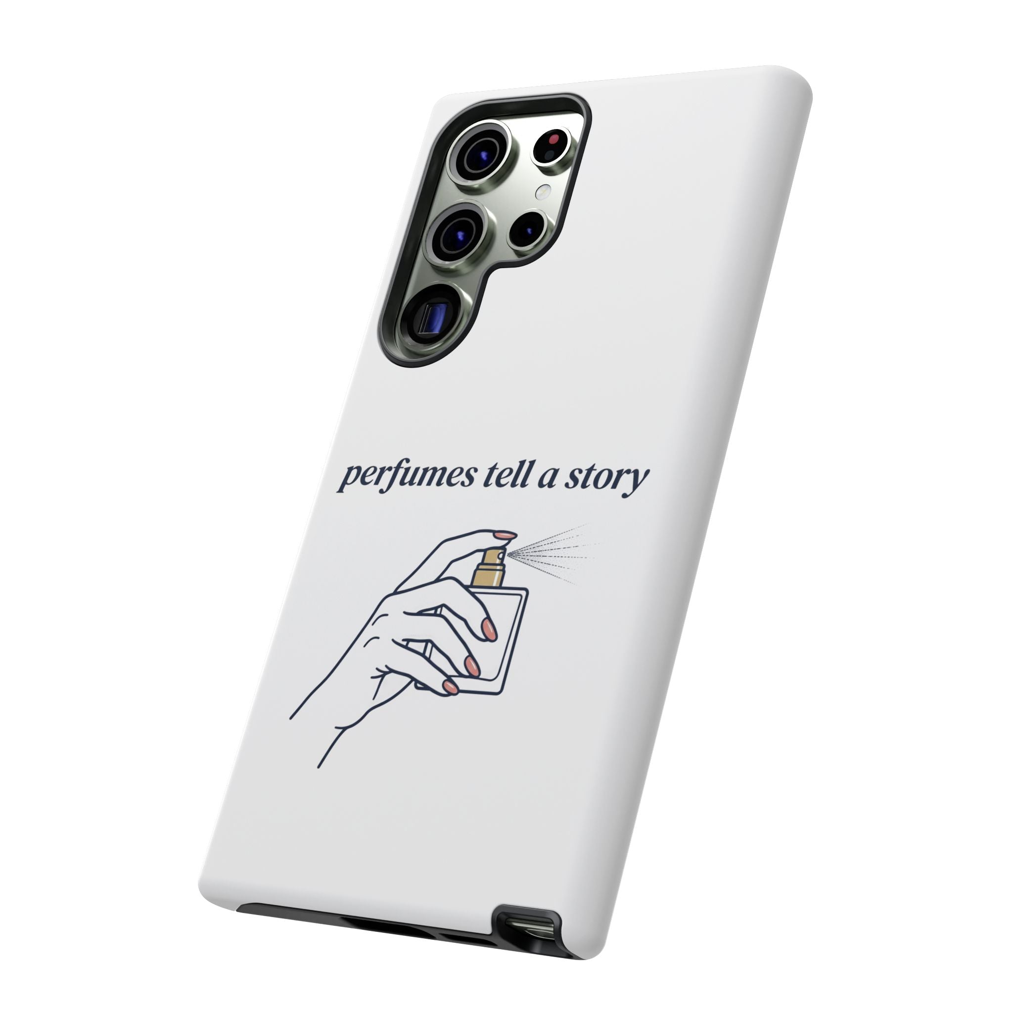 Phone Case — "perfumes tell a story" Minimalist Perfume Bottle Design