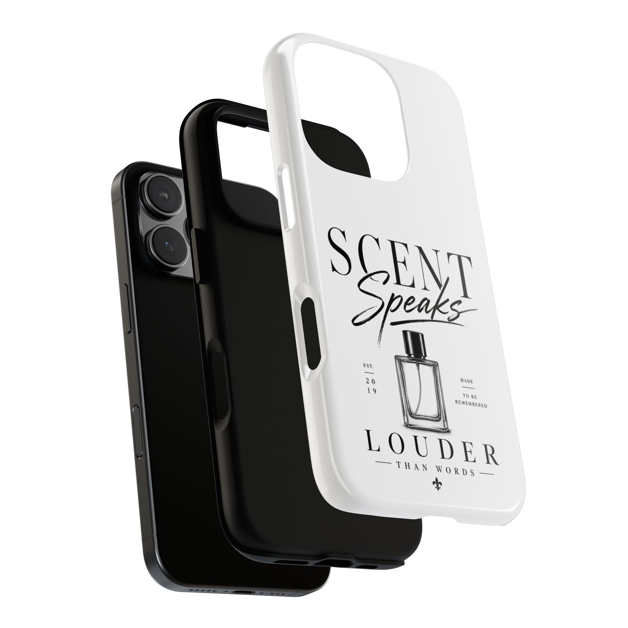 Phone Case — "Scent Speaks Louder Than Words" Perfume Bottle Design