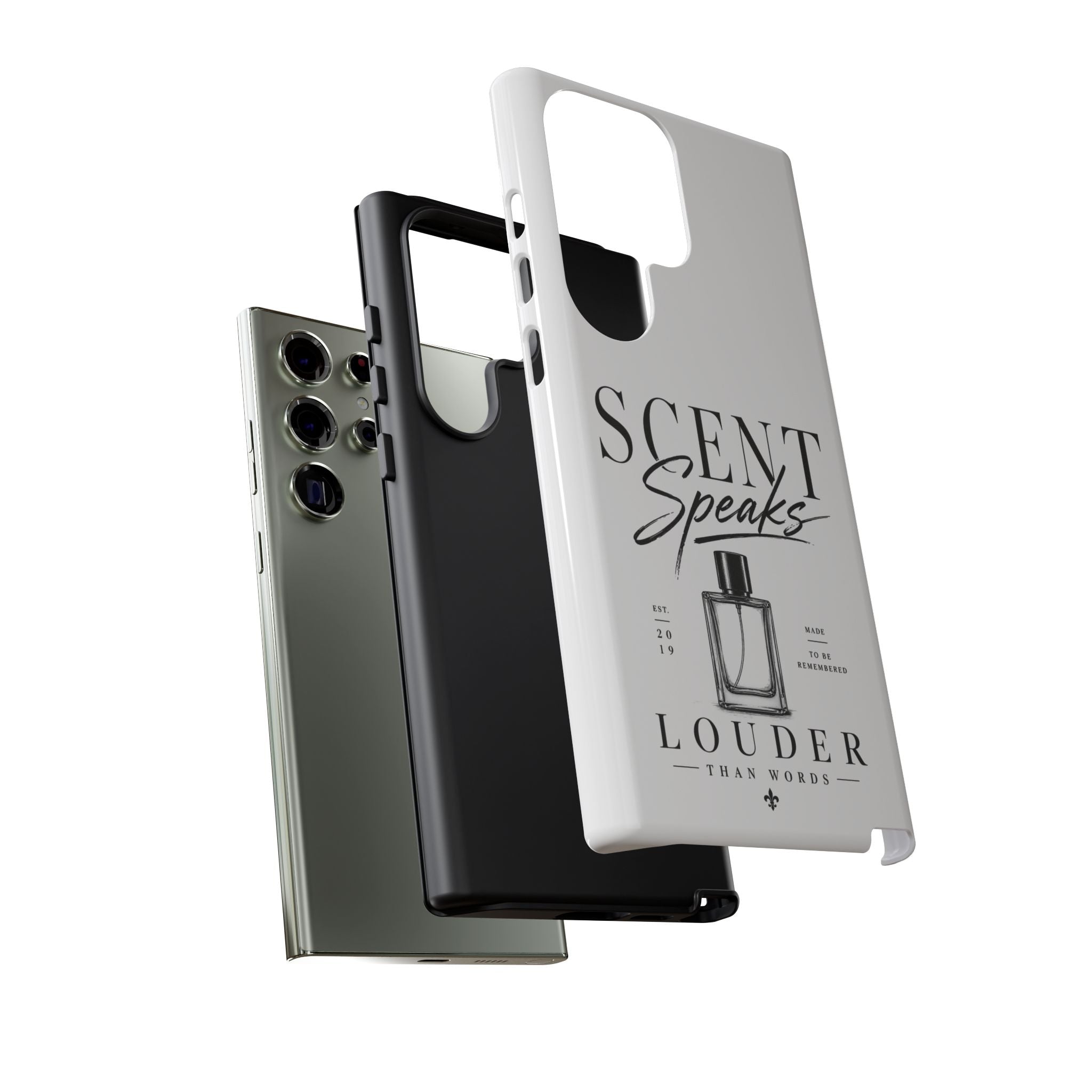 Phone Case — "Scent Speaks Louder Than Words" Perfume Bottle Design