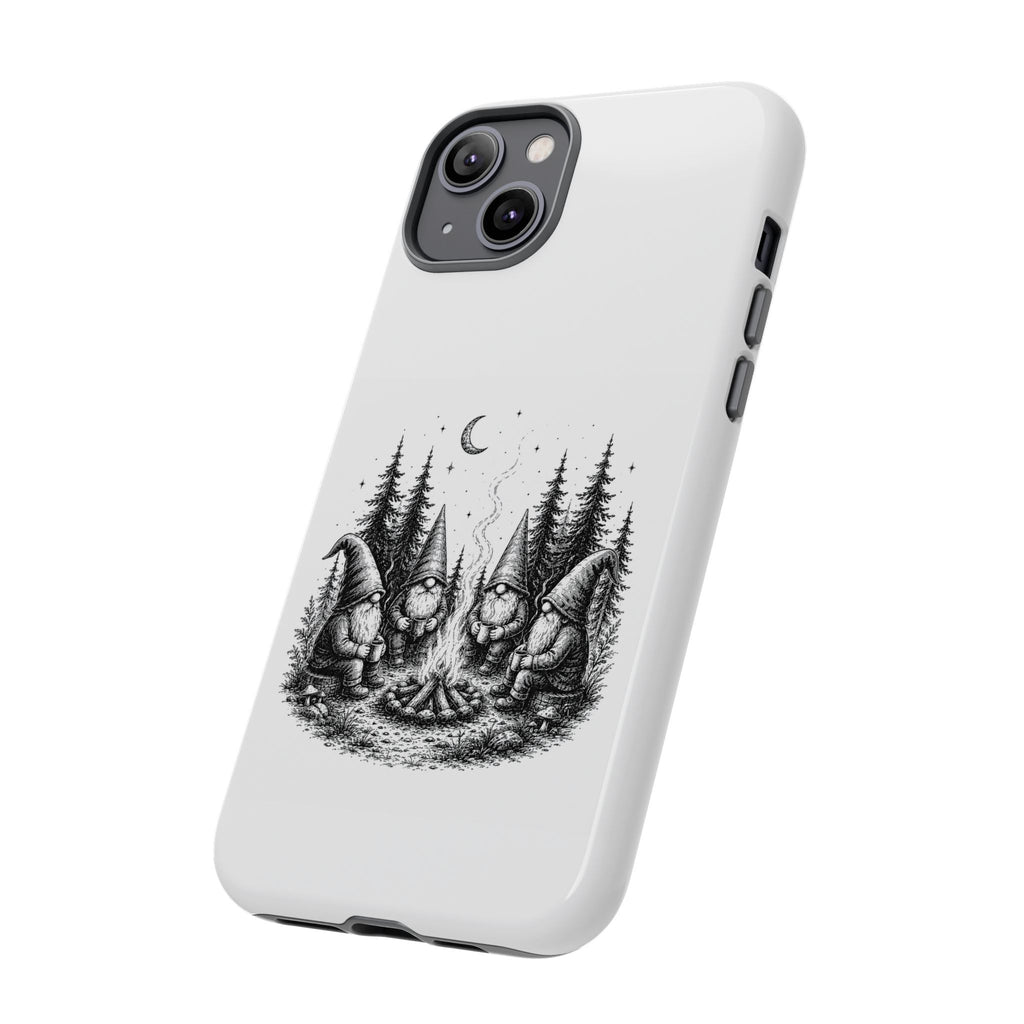 Gnome Campfire Protective Phone Case — Night Forest Illustration