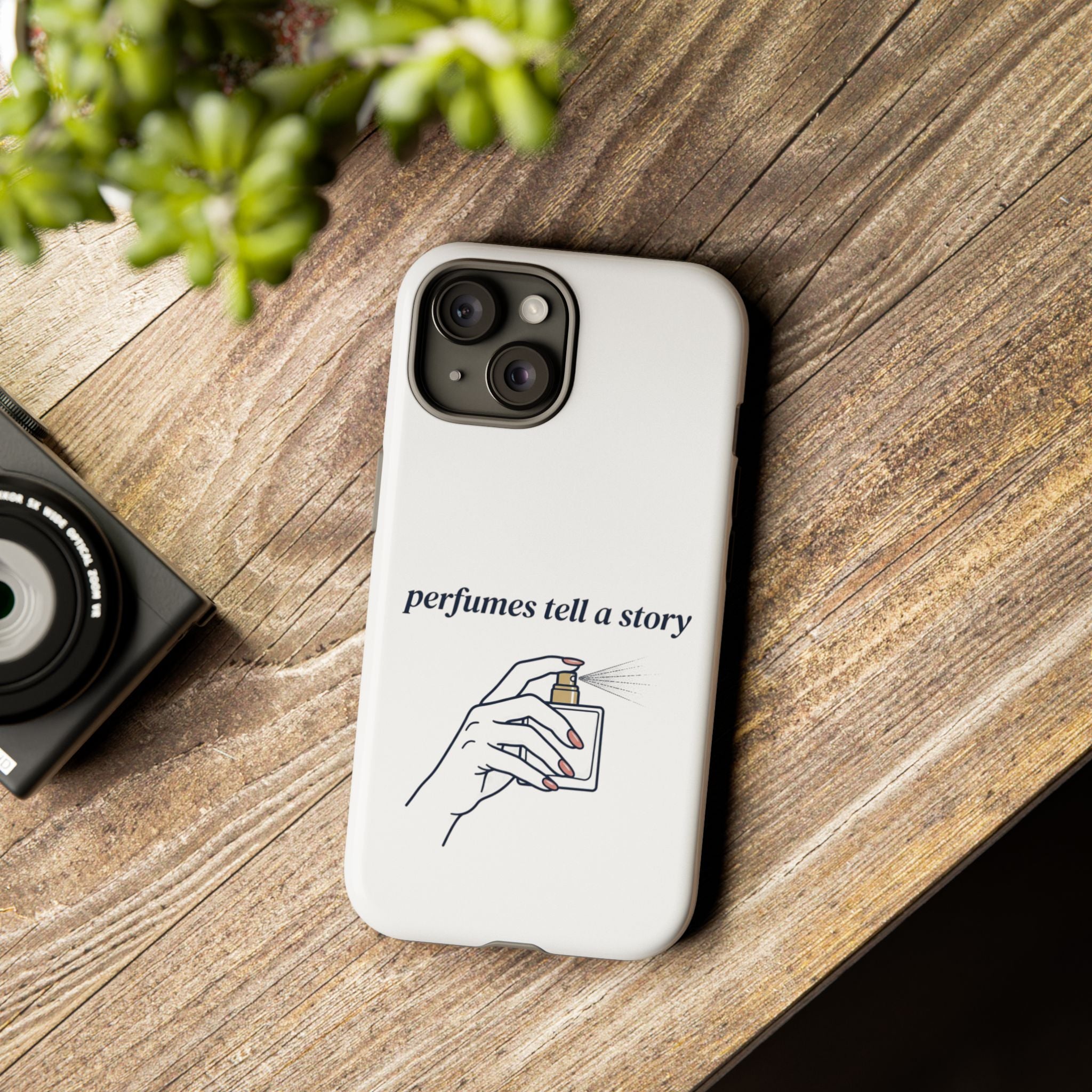 Phone Case — "perfumes tell a story" Minimalist Perfume Bottle Design