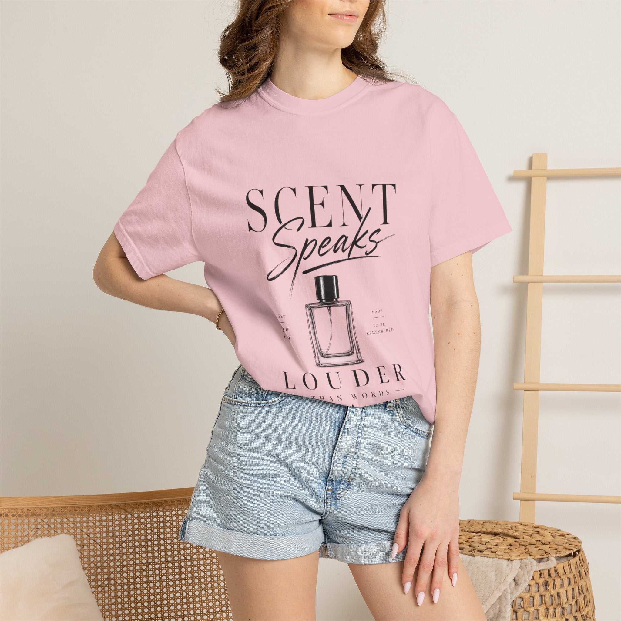 Perfume Graphic T-Shirt — “Scent Speaks Louder” Minimal Fragrance Tee