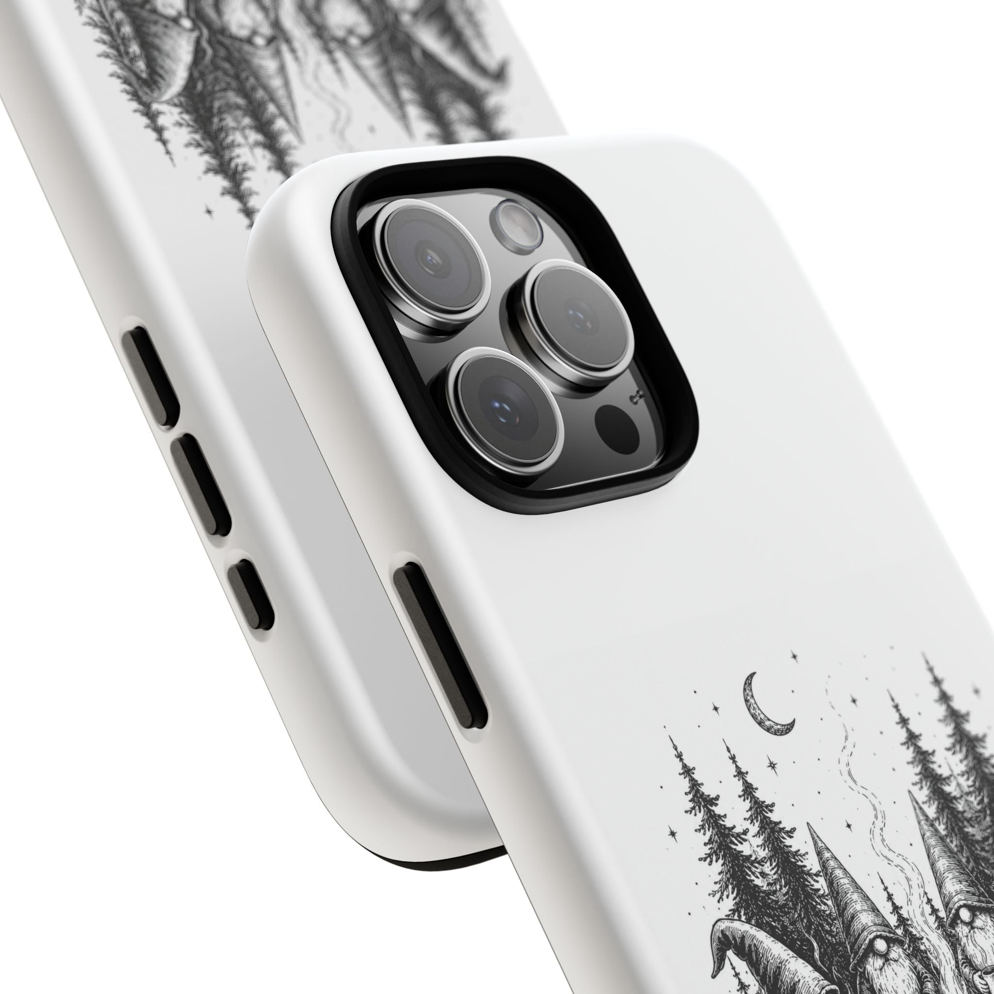 Gnome Campfire Protective Phone Case — Night Forest Illustration