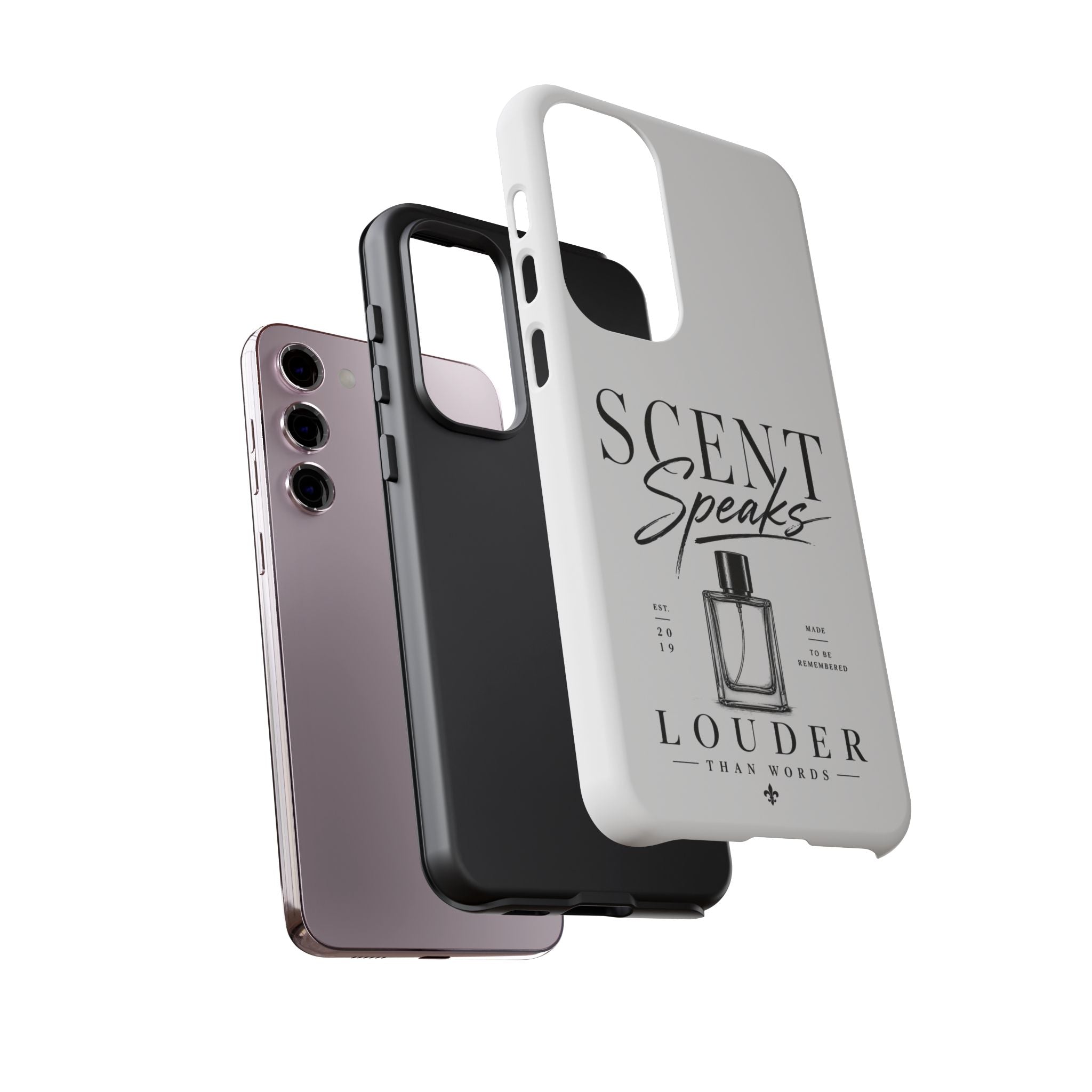 Phone Case — "Scent Speaks Louder Than Words" Perfume Bottle Design