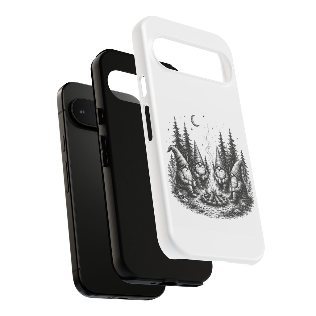 Gnome Campfire Protective Phone Case — Night Forest Illustration