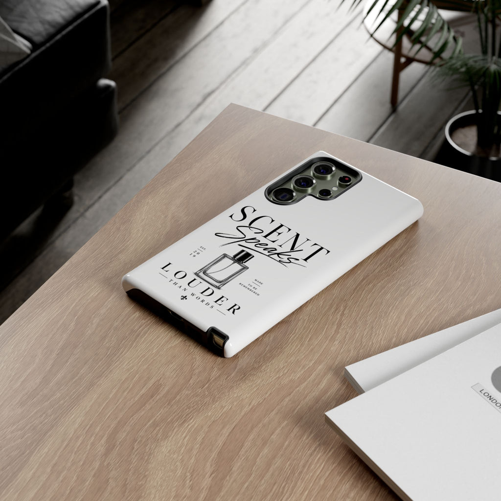 Phone Case — "Scent Speaks Louder Than Words" Perfume Bottle Design