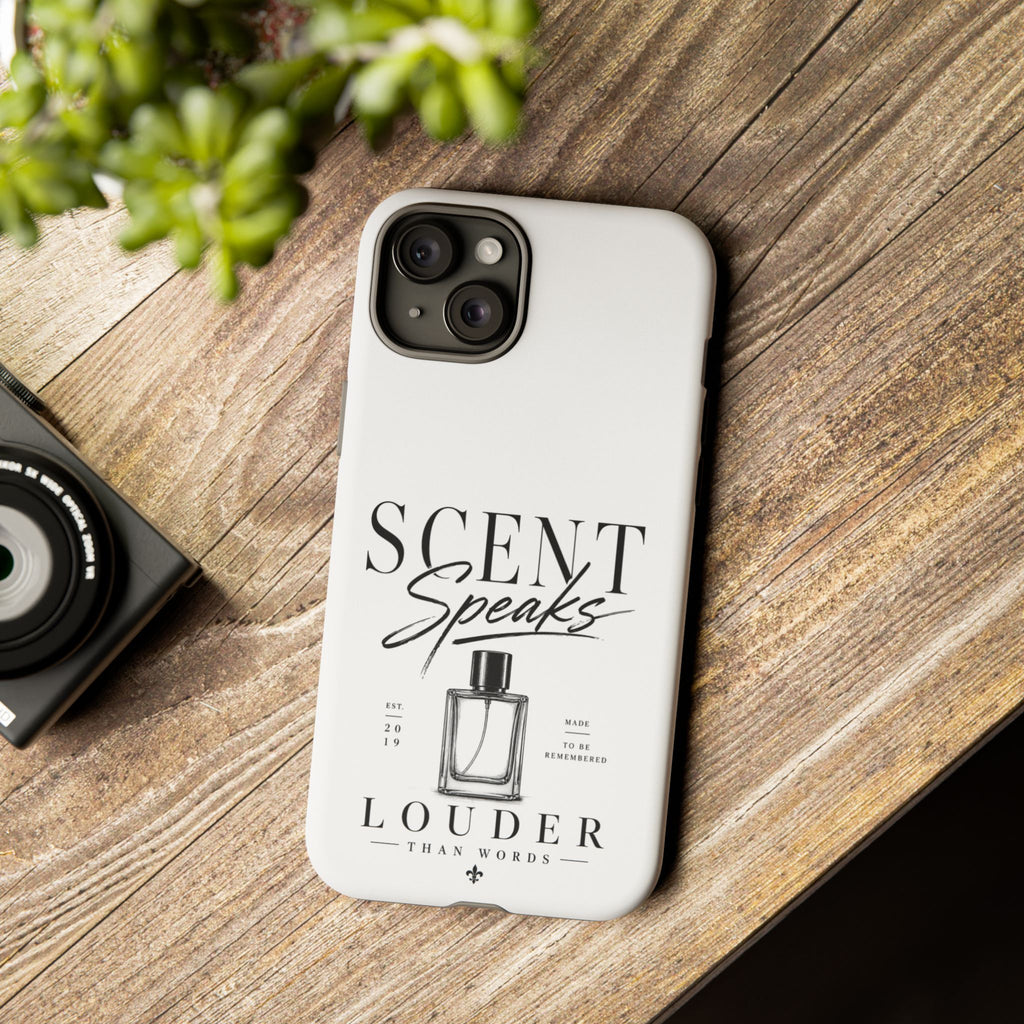 Phone Case — "Scent Speaks Louder Than Words" Perfume Bottle Design