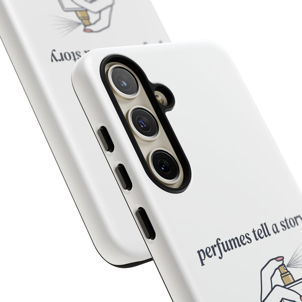 Phone Case — "perfumes tell a story" Minimalist Perfume Bottle Design