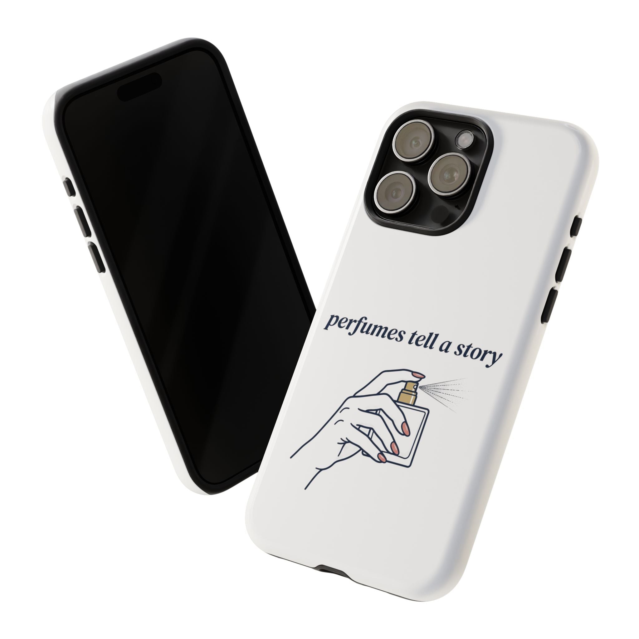 Phone Case — "perfumes tell a story" Minimalist Perfume Bottle Design