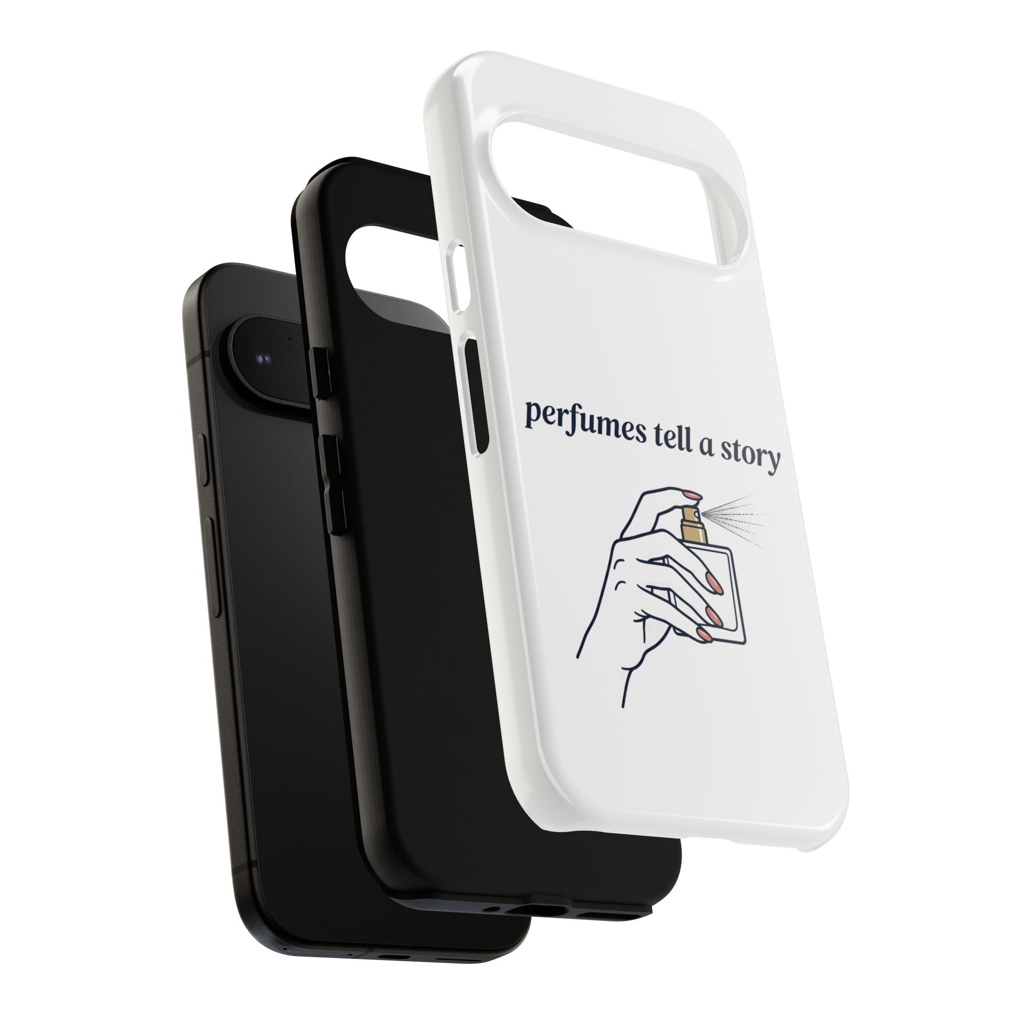 Phone Case — "perfumes tell a story" Minimalist Perfume Bottle Design