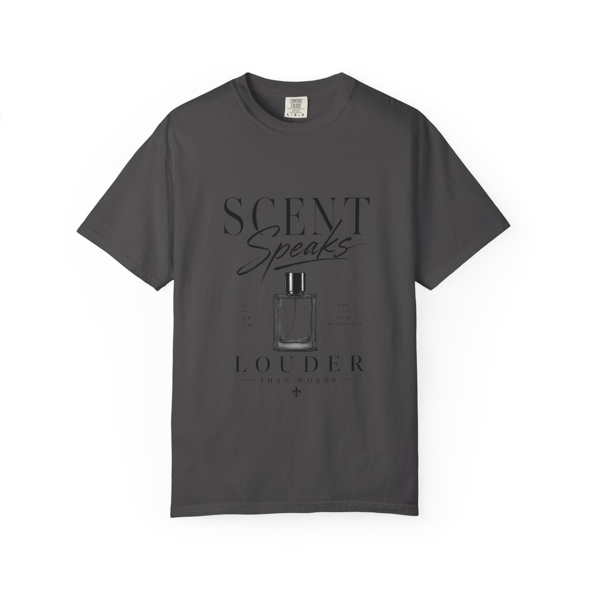 Perfume Graphic T-Shirt — “Scent Speaks Louder” Minimal Fragrance Tee