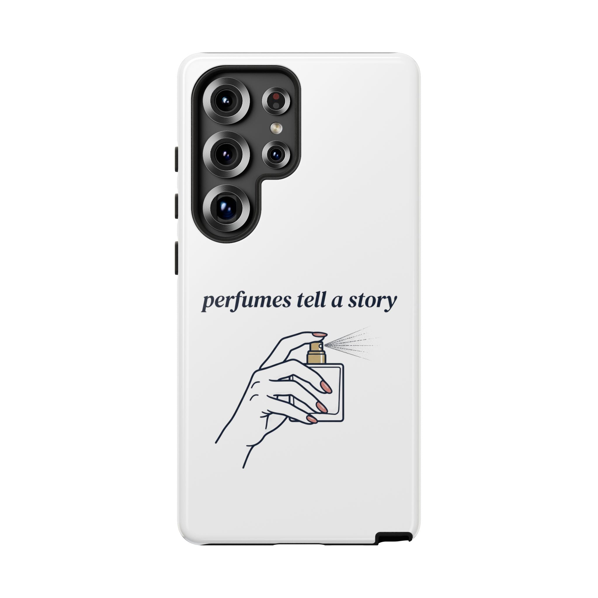 Phone Case — "perfumes tell a story" Minimalist Perfume Bottle Design