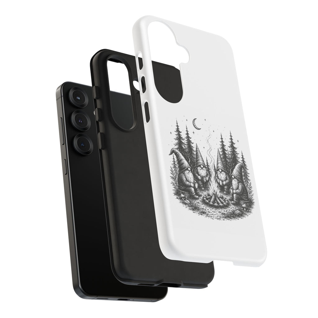 Gnome Campfire Protective Phone Case — Night Forest Illustration