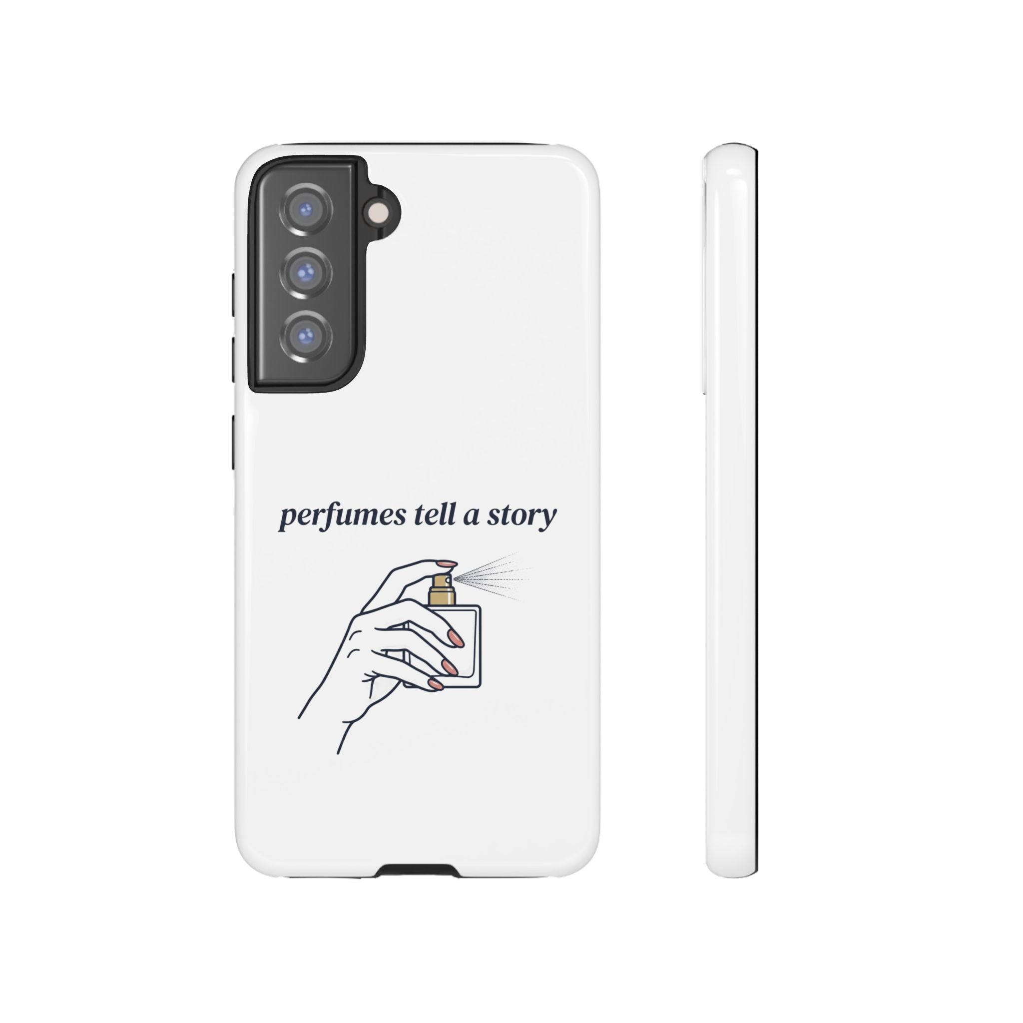 Phone Case — "perfumes tell a story" Minimalist Perfume Bottle Design