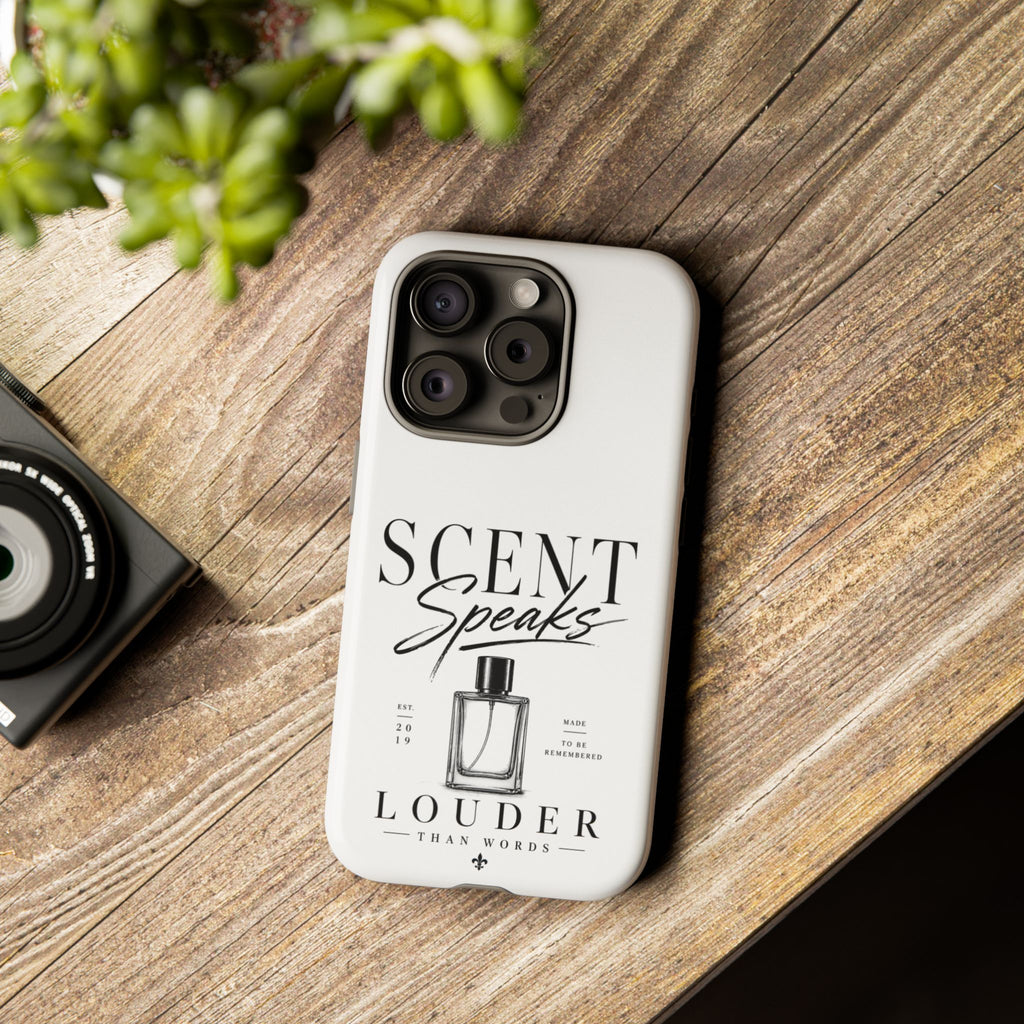 Phone Case — "Scent Speaks Louder Than Words" Perfume Bottle Design