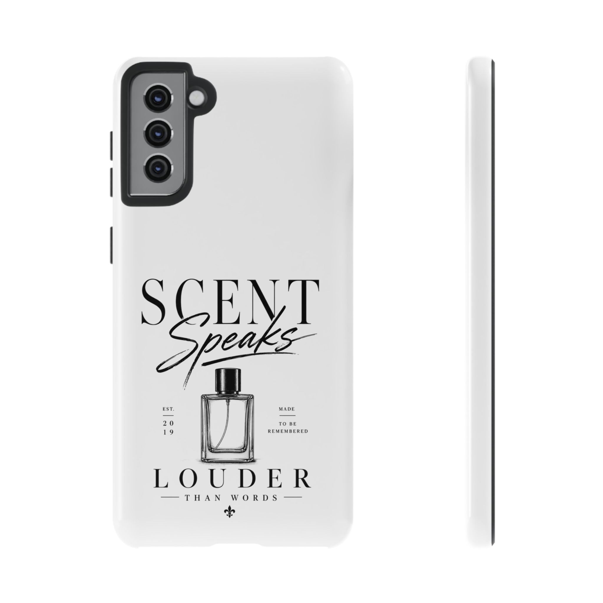 Phone Case — "Scent Speaks Louder Than Words" Perfume Bottle Design