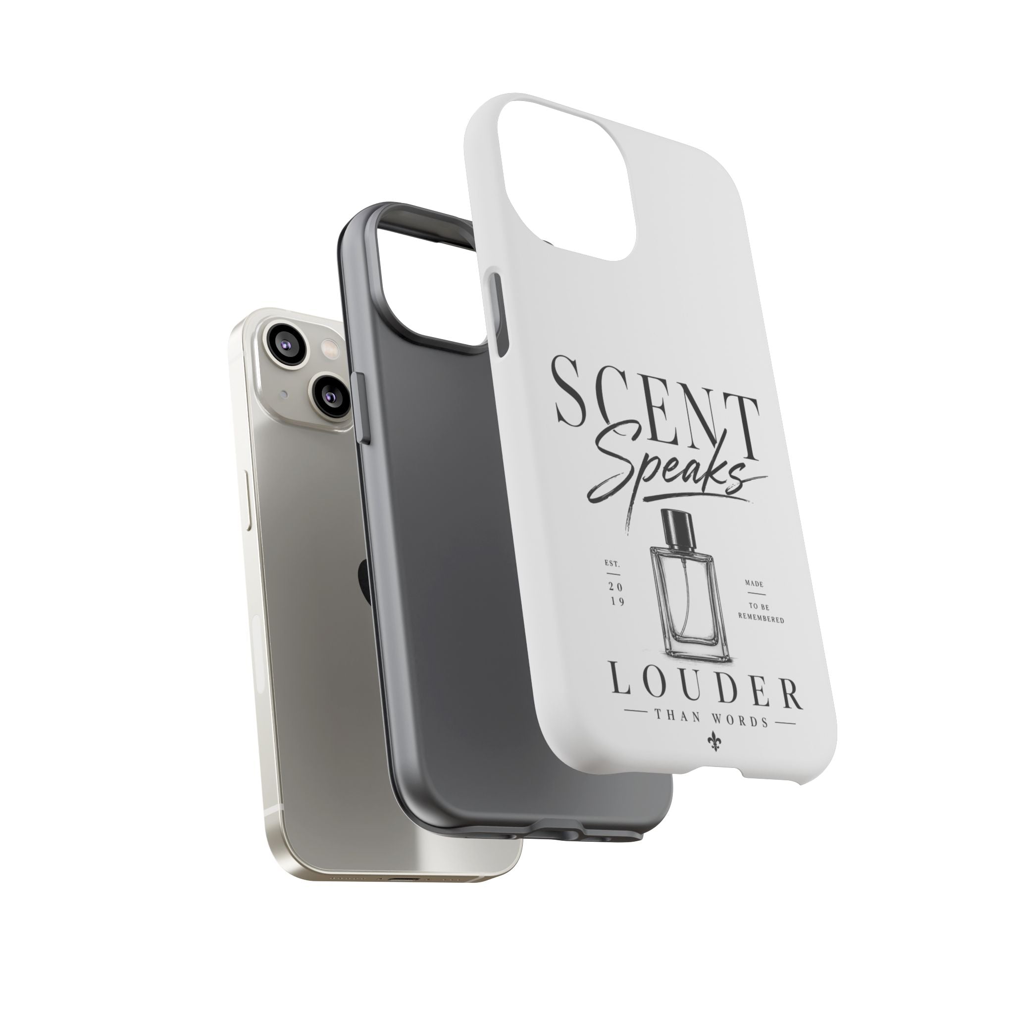 Phone Case — "Scent Speaks Louder Than Words" Perfume Bottle Design