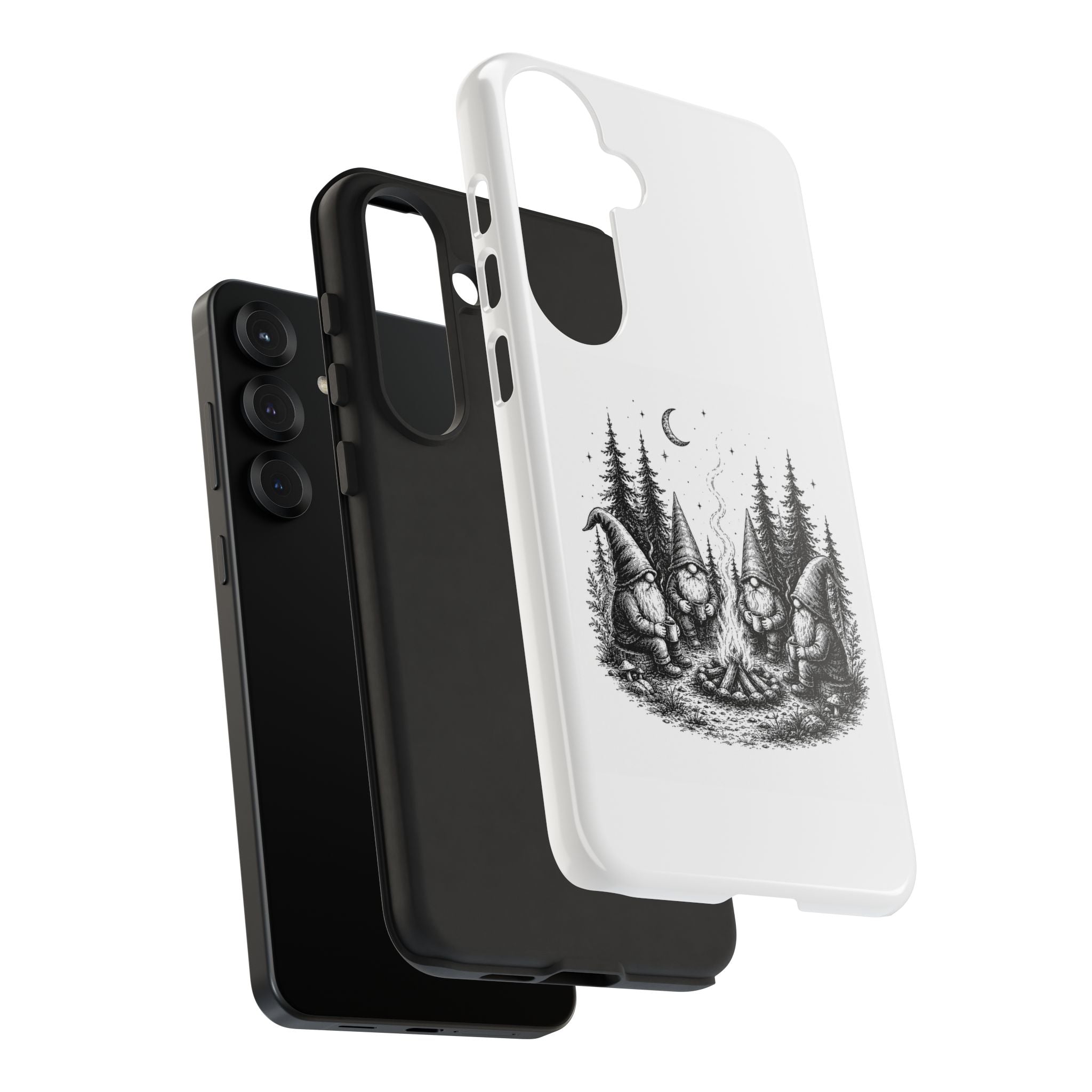 Gnome Campfire Protective Phone Case — Night Forest Illustration