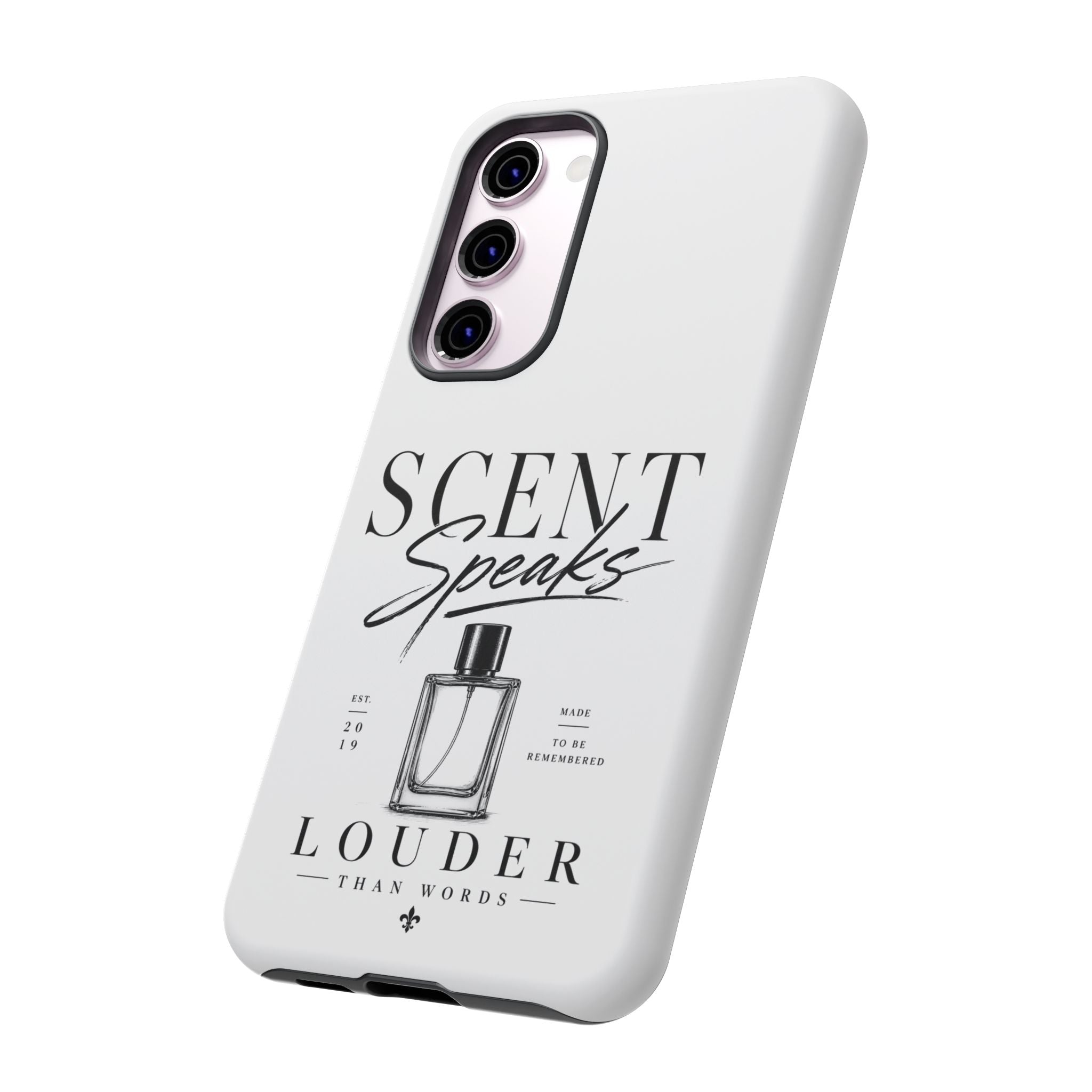 Phone Case — "Scent Speaks Louder Than Words" Perfume Bottle Design
