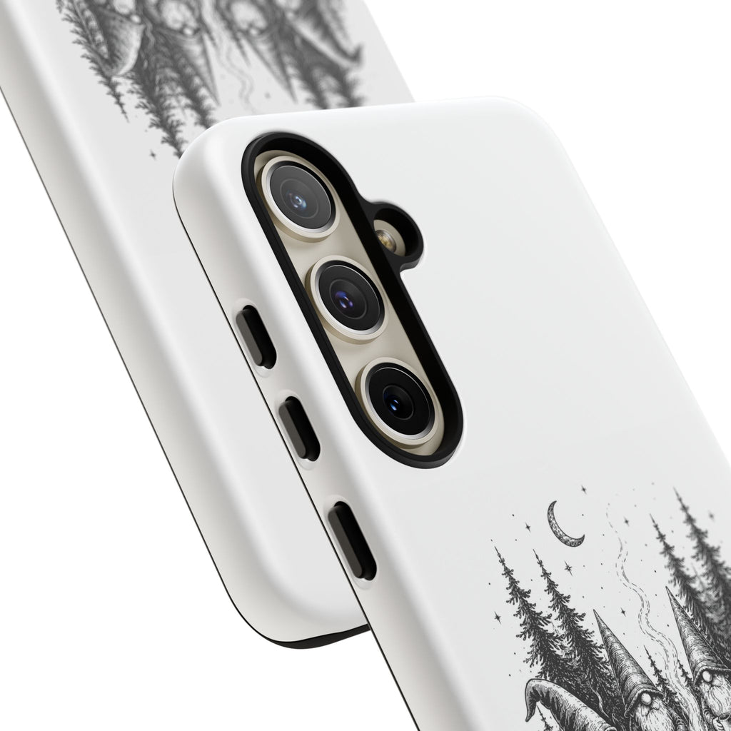 Gnome Campfire Protective Phone Case — Night Forest Illustration
