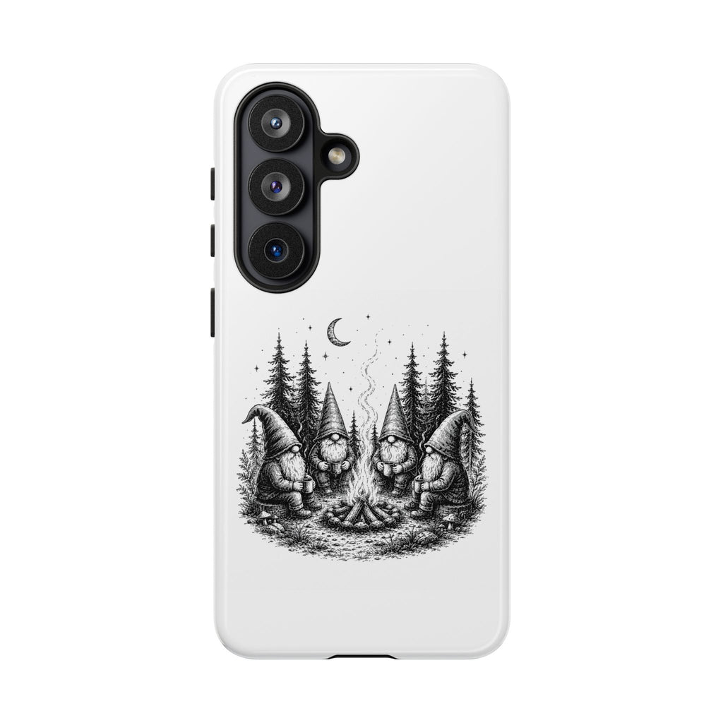 Gnome Campfire Protective Phone Case — Night Forest Illustration