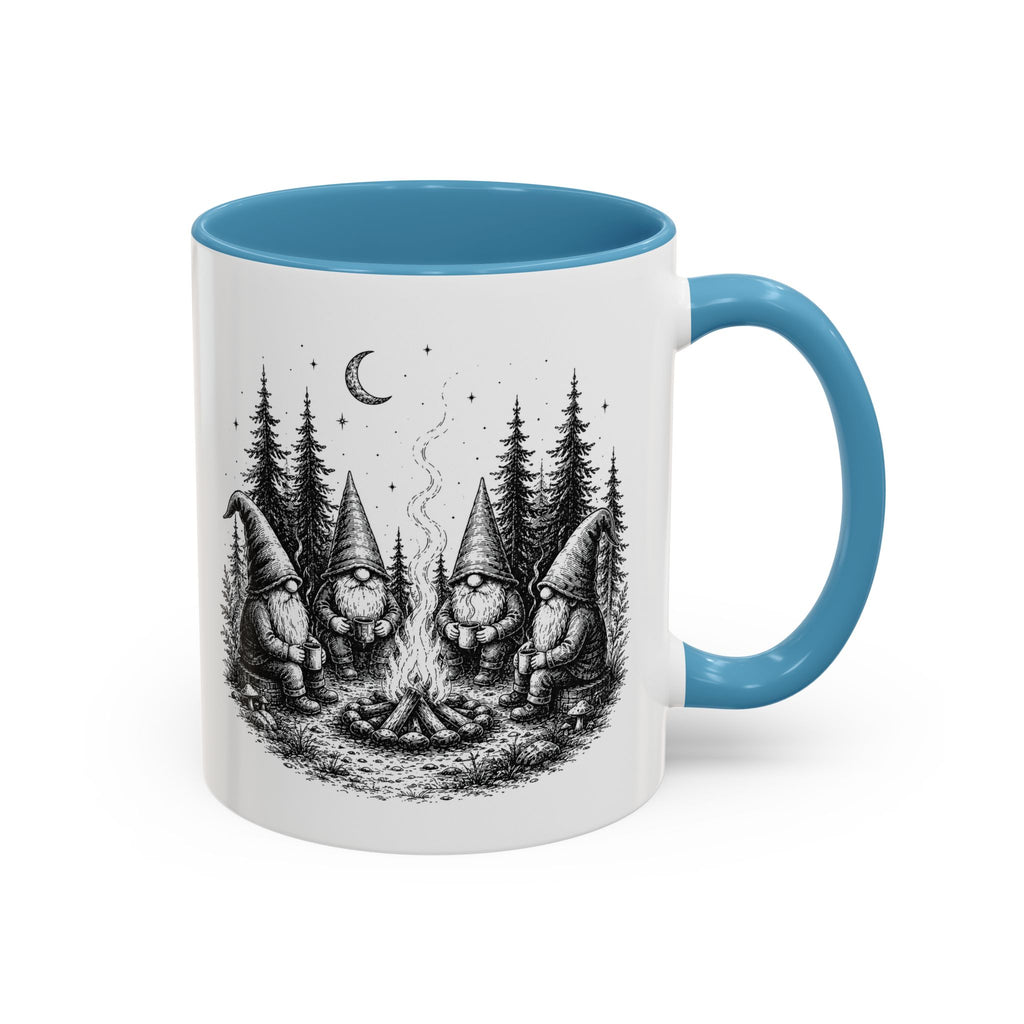 Gnome Campfire Coffee Mug — Woodland Camping Ceramic Accent Mug (11/15oz)
