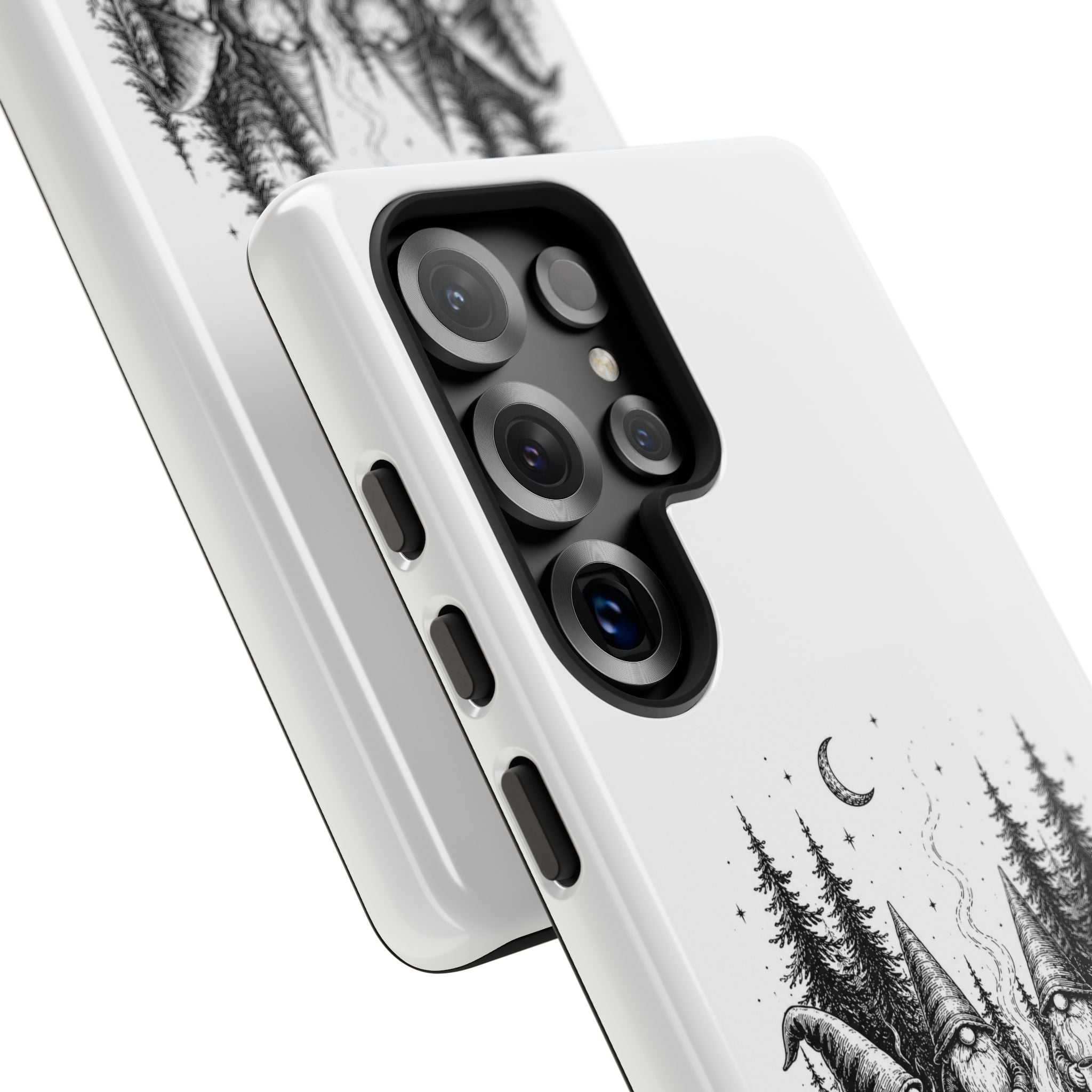Gnome Campfire Protective Phone Case — Night Forest Illustration