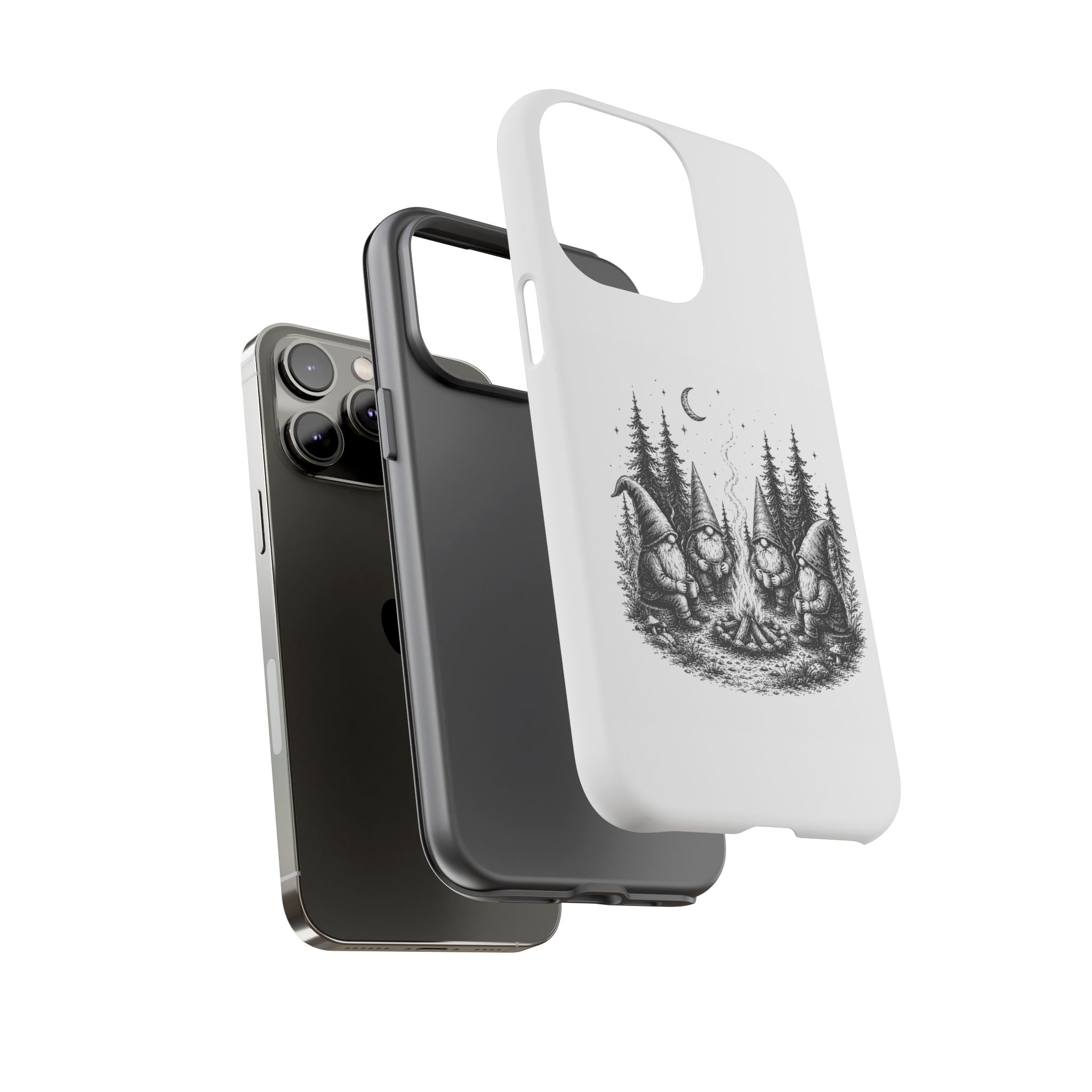 Gnome Campfire Protective Phone Case — Night Forest Illustration