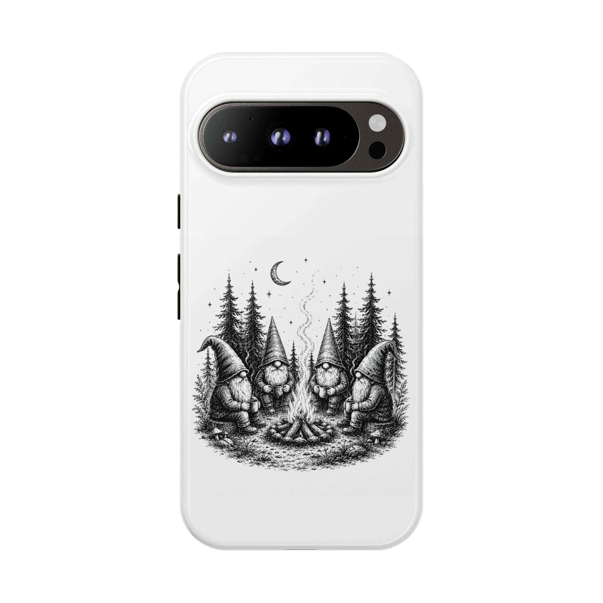 Gnome Campfire Protective Phone Case — Night Forest Illustration