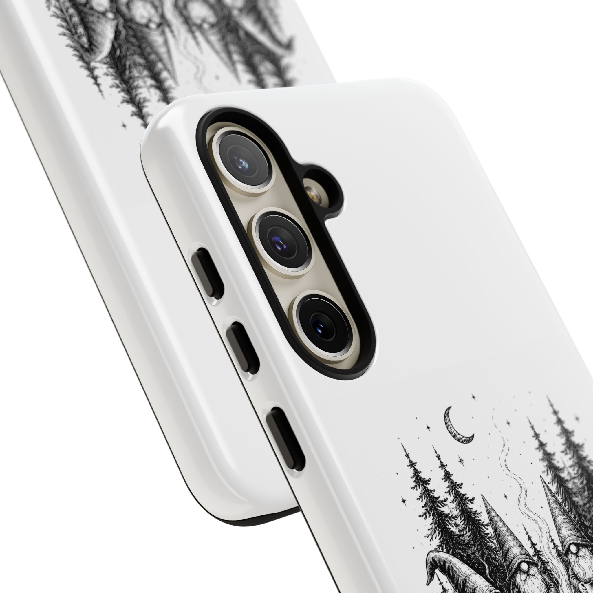 Gnome Campfire Protective Phone Case — Night Forest Illustration