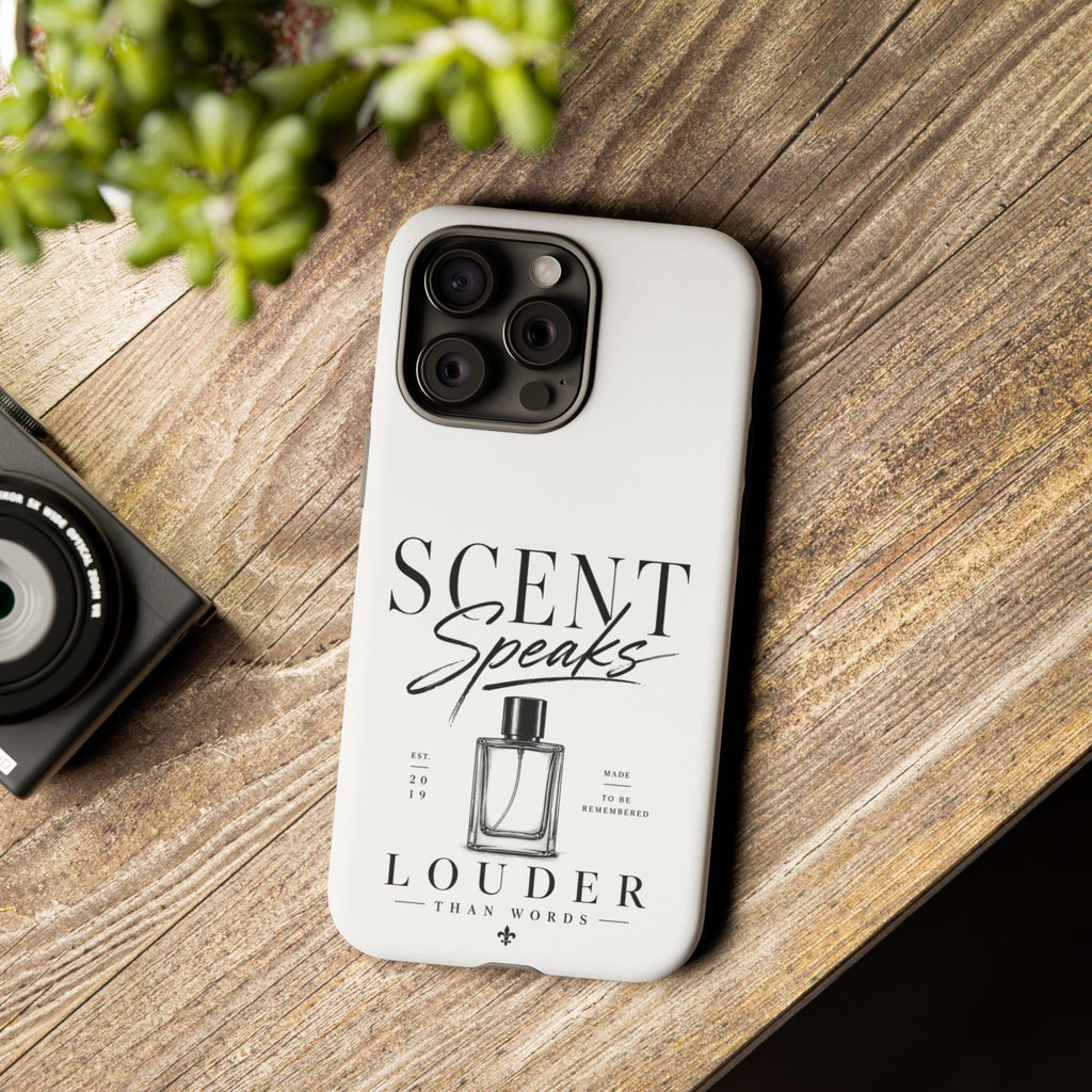 Phone Case — "Scent Speaks Louder Than Words" Perfume Bottle Design