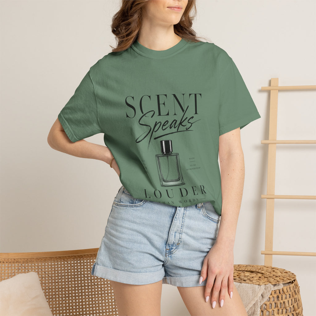 Perfume Graphic T-Shirt — “Scent Speaks Louder” Minimal Fragrance Tee