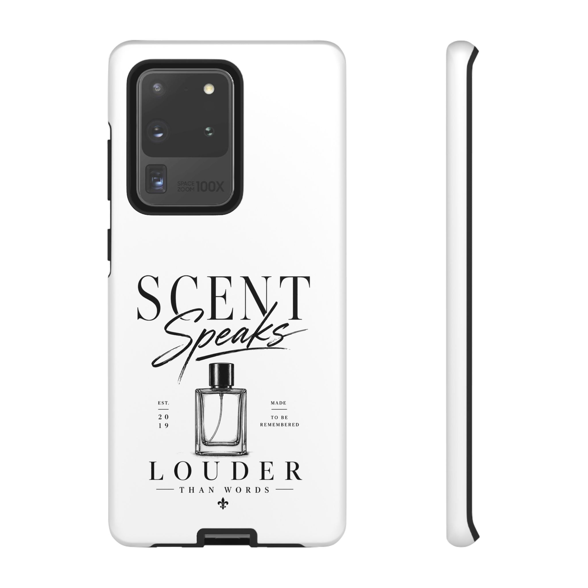 Phone Case — "Scent Speaks Louder Than Words" Perfume Bottle Design