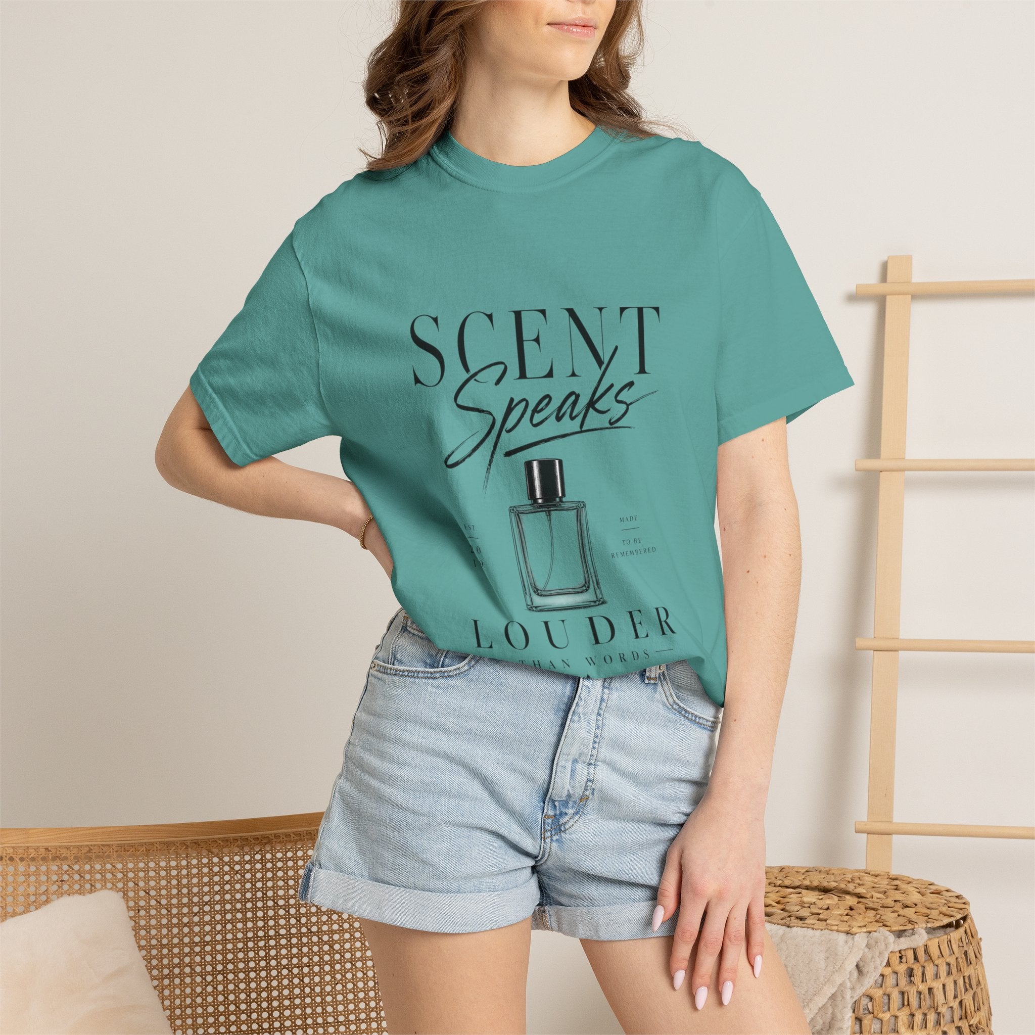 Perfume Graphic T-Shirt — “Scent Speaks Louder” Minimal Fragrance Tee