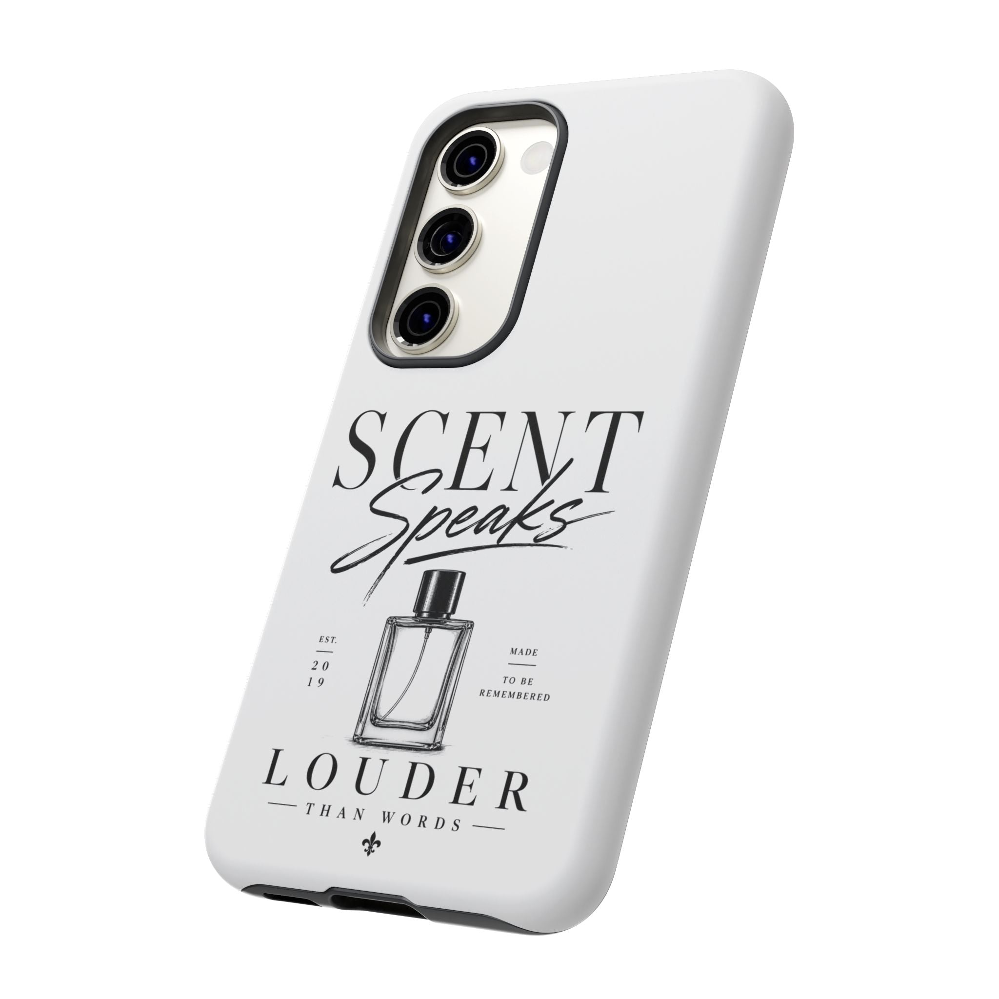 Phone Case — "Scent Speaks Louder Than Words" Perfume Bottle Design