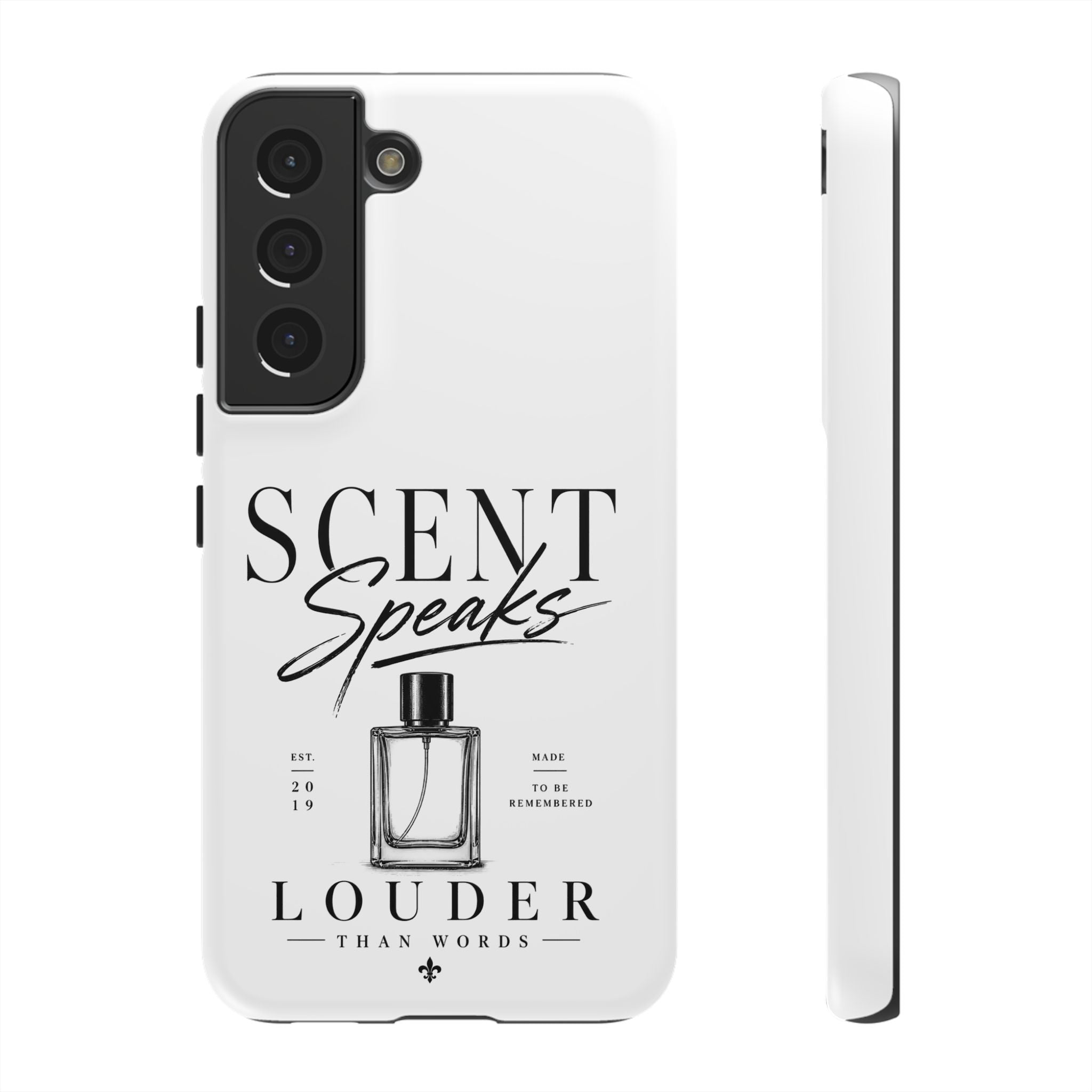 Phone Case — "Scent Speaks Louder Than Words" Perfume Bottle Design