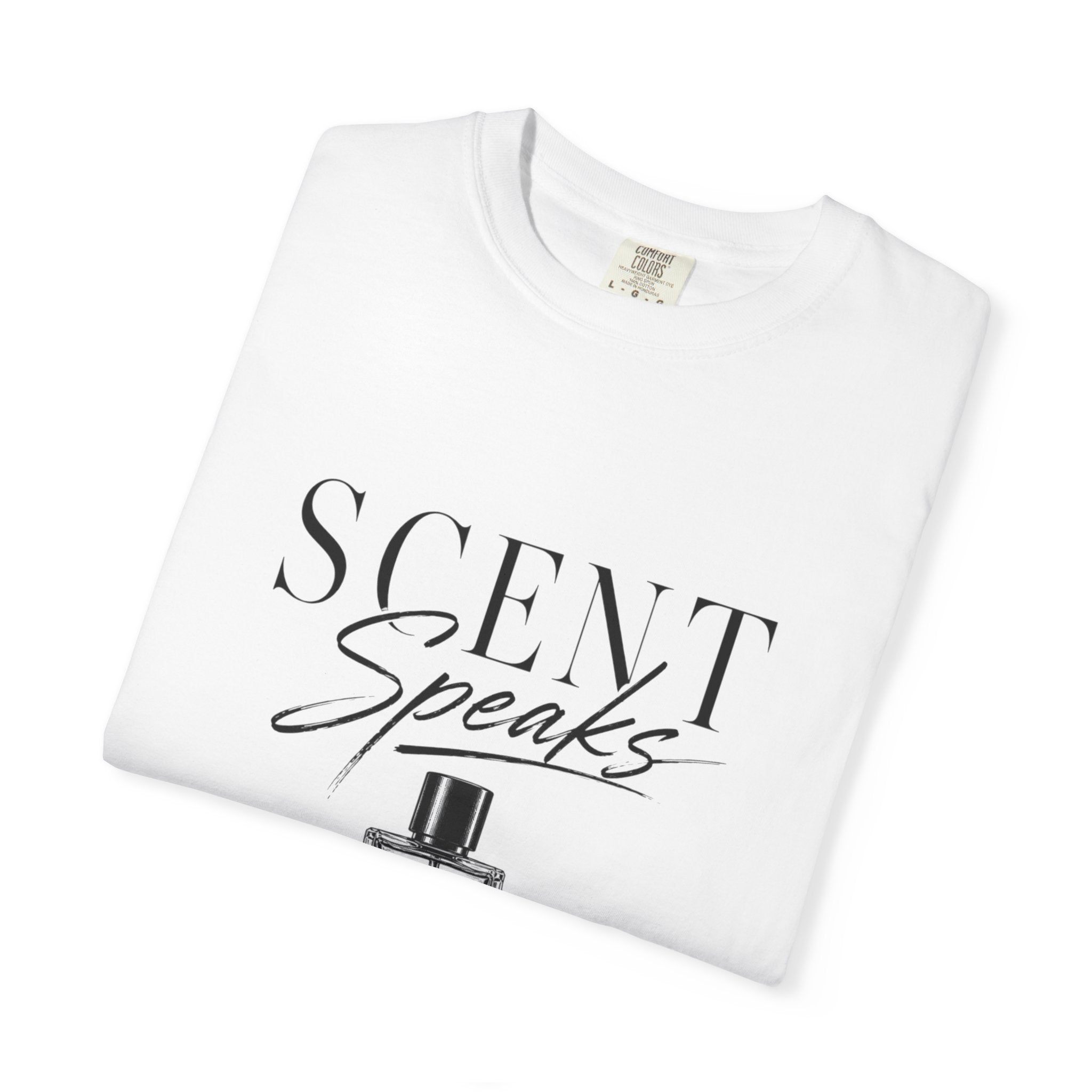 Perfume Graphic T-Shirt — “Scent Speaks Louder” Minimal Fragrance Tee