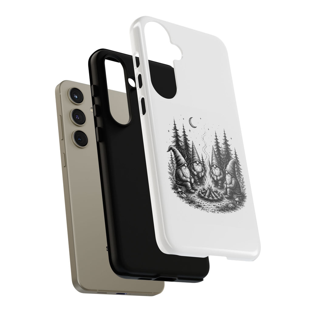 Gnome Campfire Protective Phone Case — Night Forest Illustration