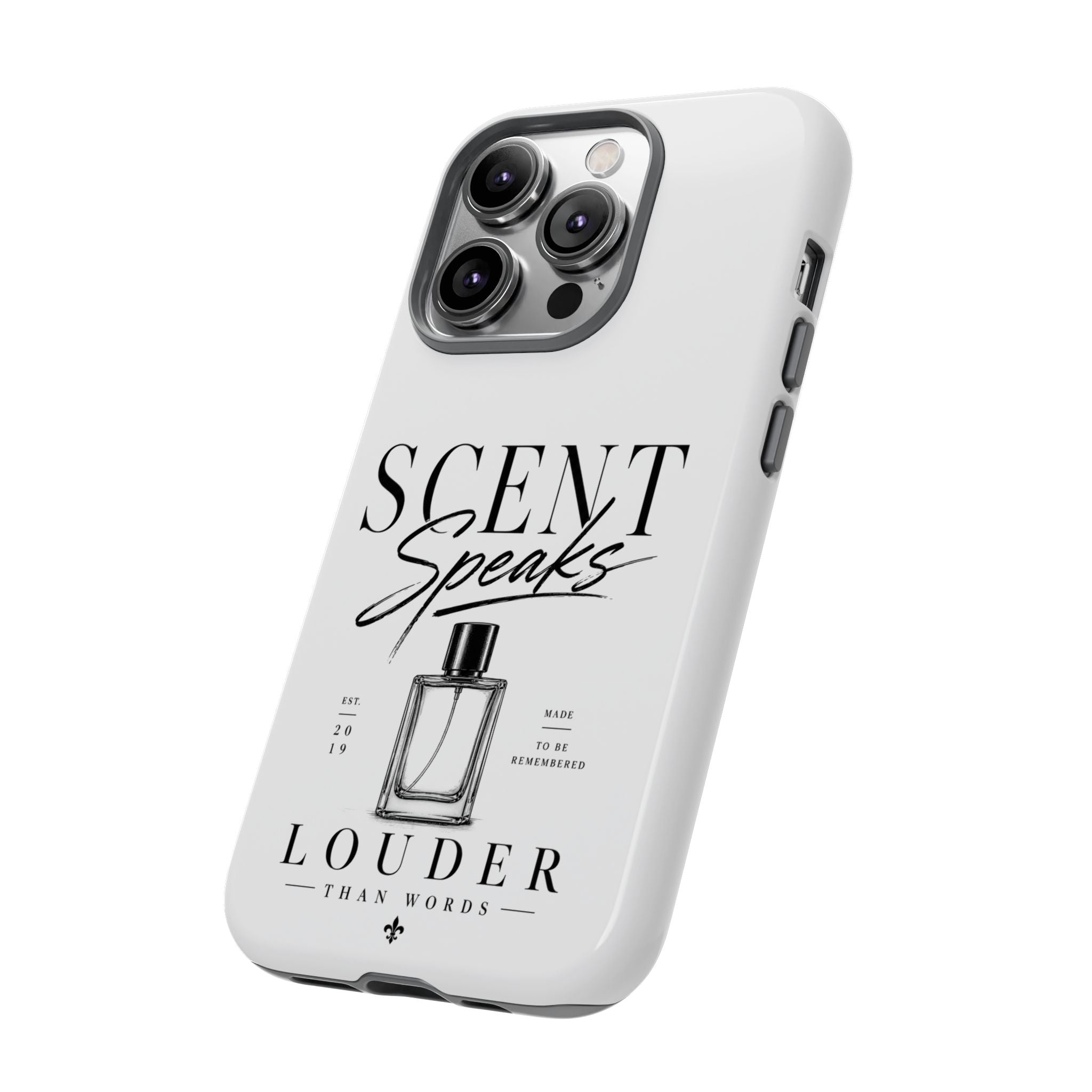 Phone Case — "Scent Speaks Louder Than Words" Perfume Bottle Design