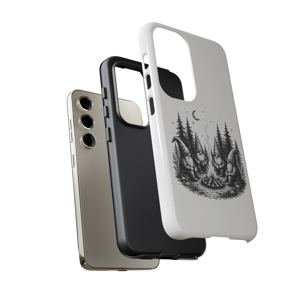 Gnome Campfire Protective Phone Case — Night Forest Illustration