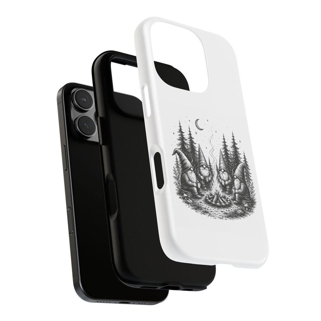 Gnome Campfire Protective Phone Case — Night Forest Illustration