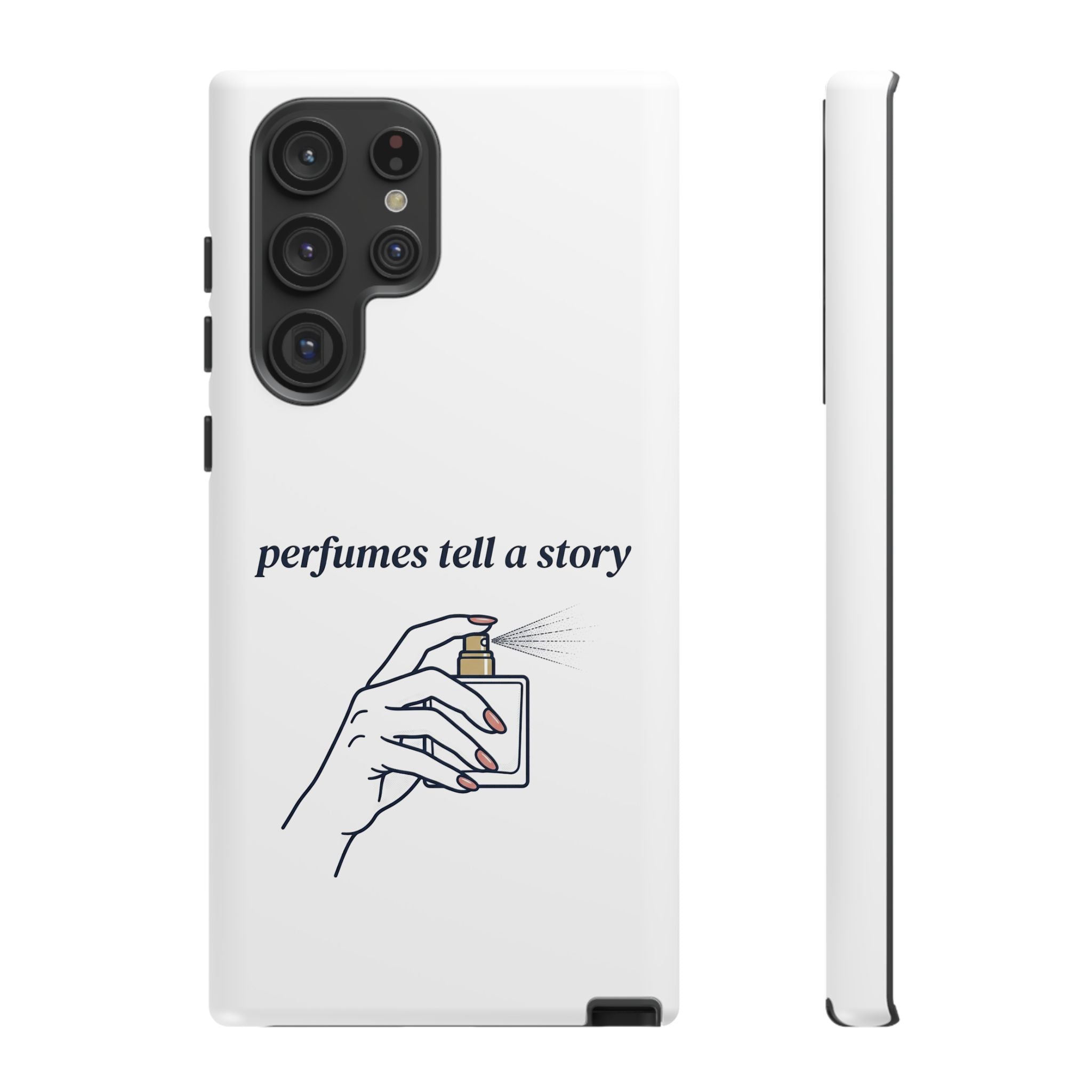Phone Case — "perfumes tell a story" Minimalist Perfume Bottle Design